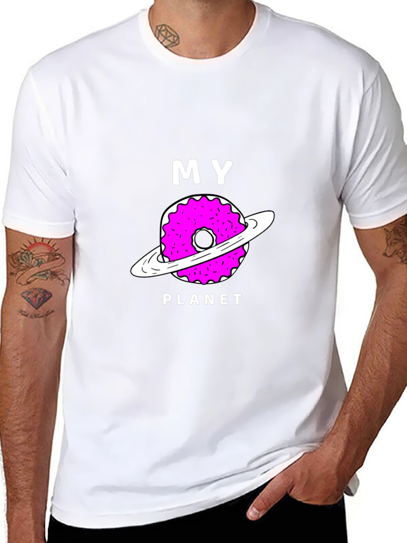 Black My Donut Planet Black Graphic T-Shirt view 8