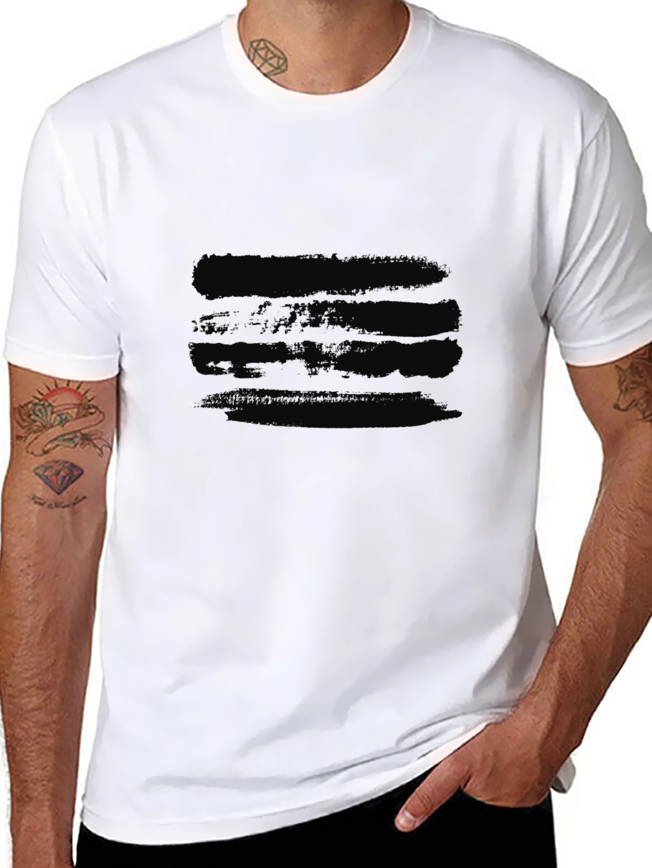 Black Men's Basic Black Crew Neck T-Shirt view 8