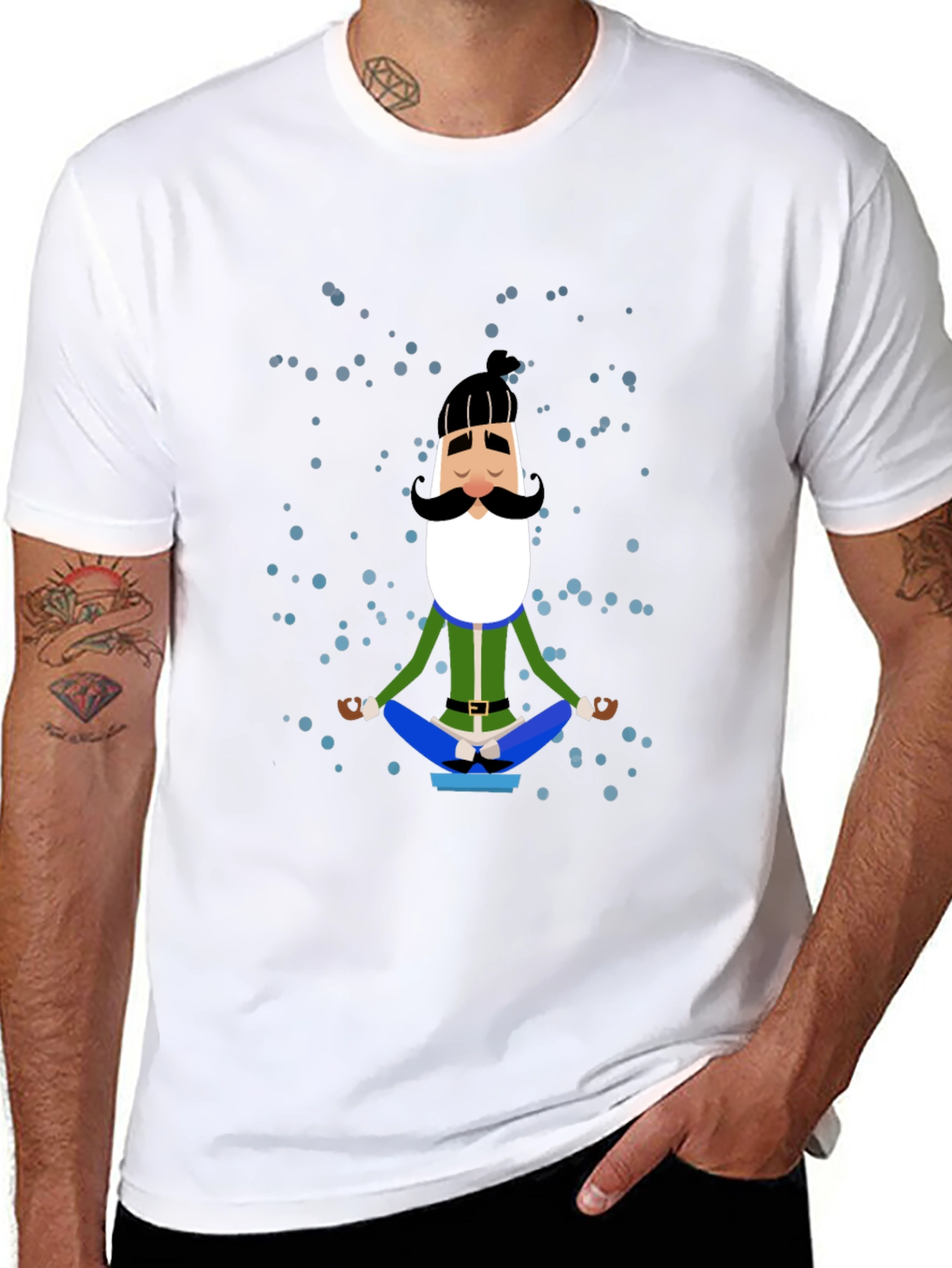 Black Meditating Man Cartoon Graphic Tee view 8
