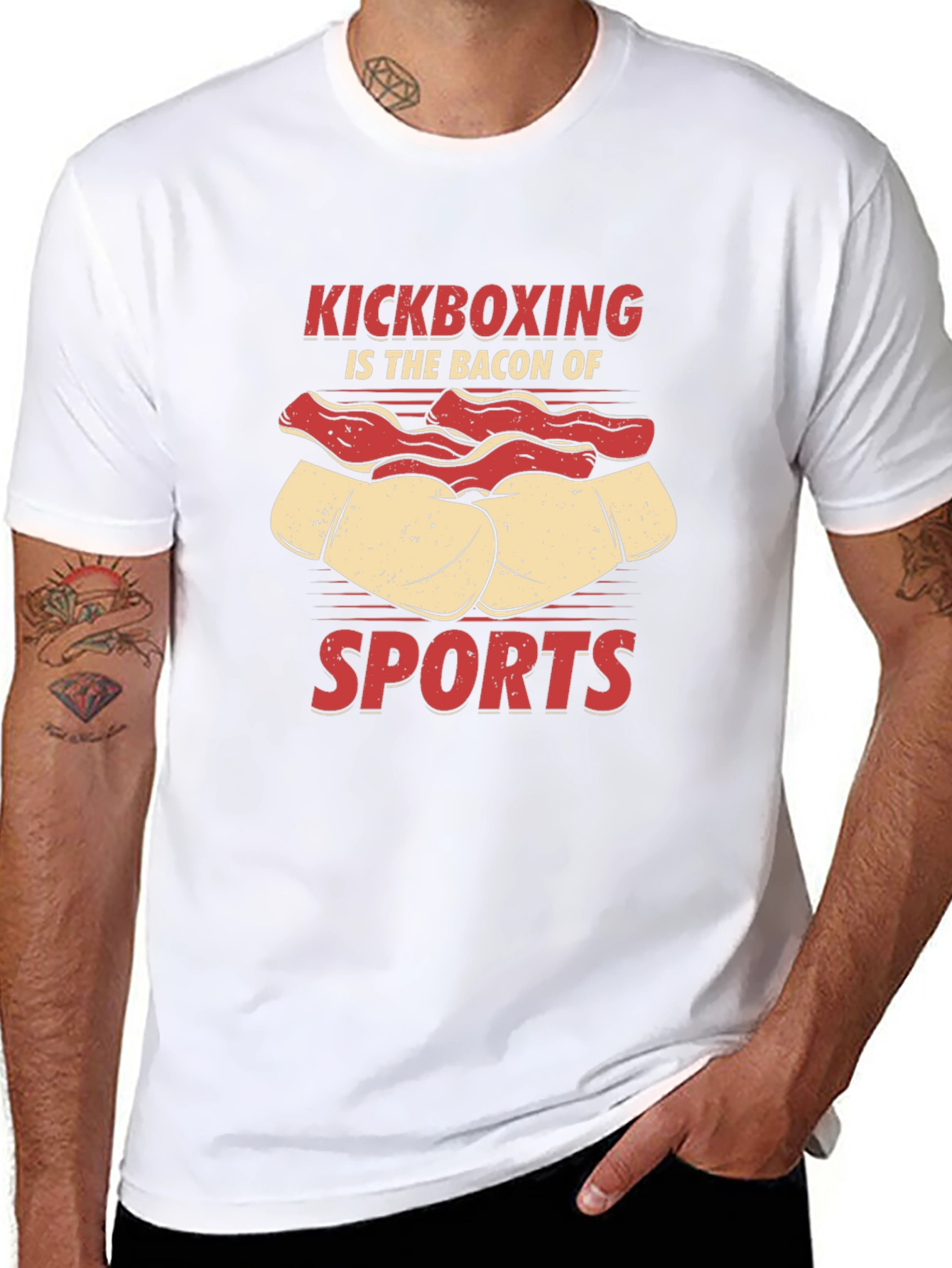 Black Kickboxing Bacon Sports T-Shirt view 8