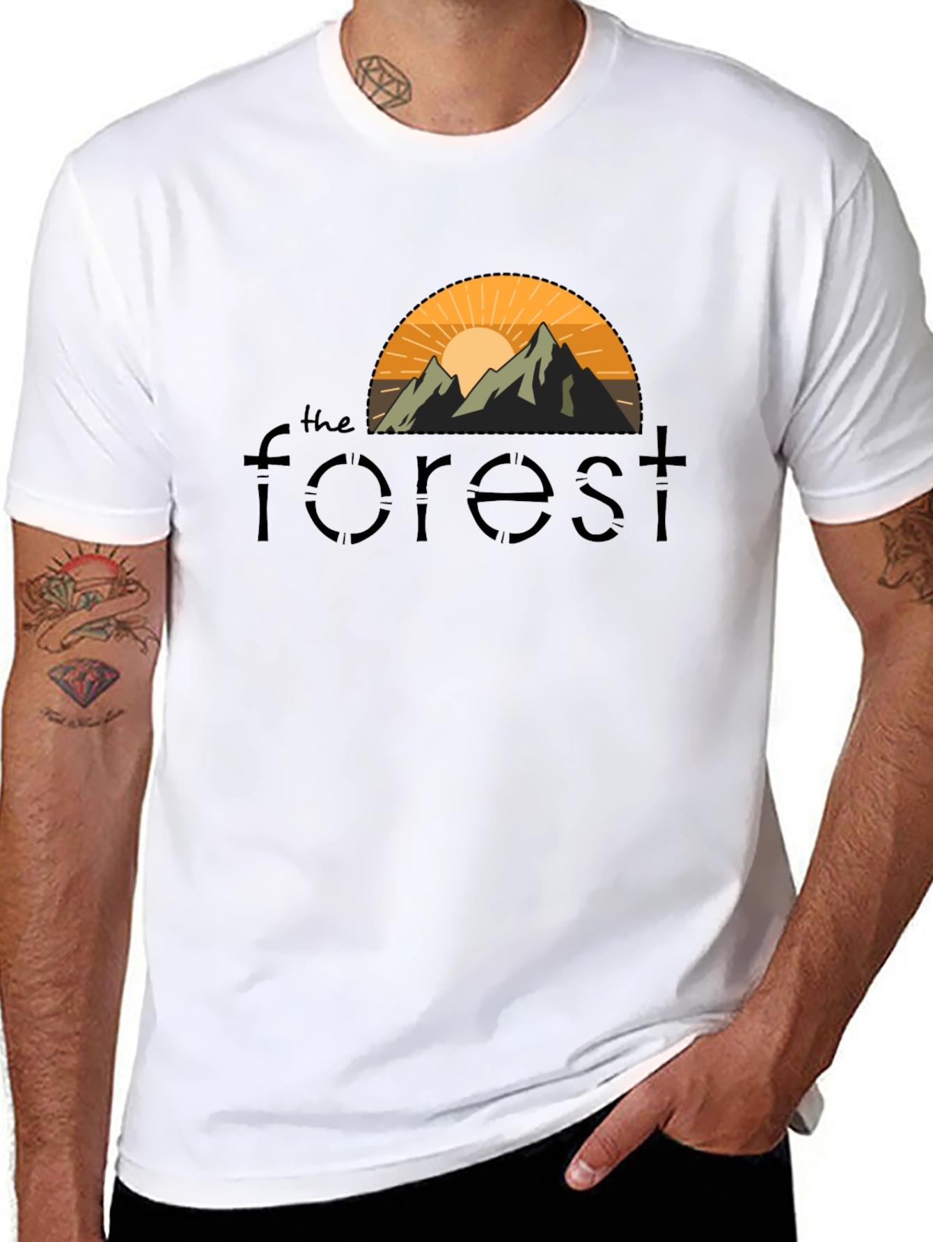 Black The Forest Graphic Tee - Nature Inspired Design view 8