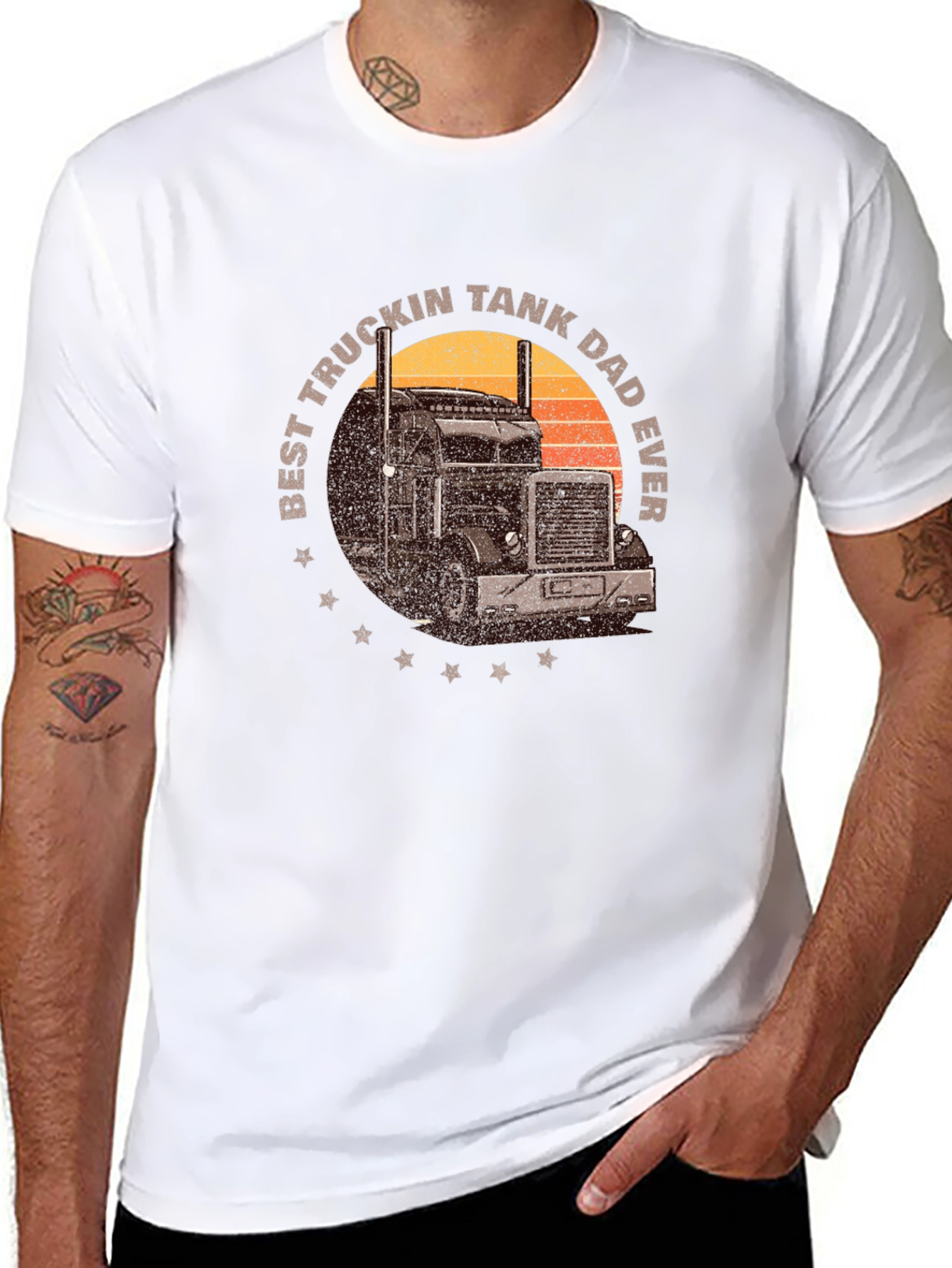 Black Best Truckin Tank Dad Ever T-Shirt view 8