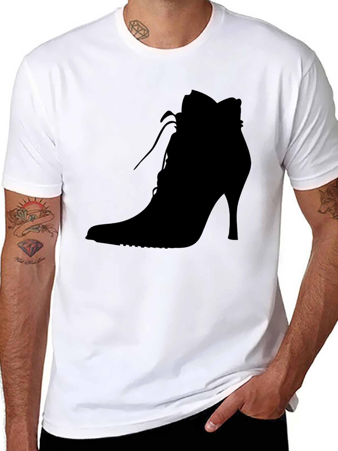 Black High Heel Shoe Graphic Tee - Black Cotton Comfort view 8