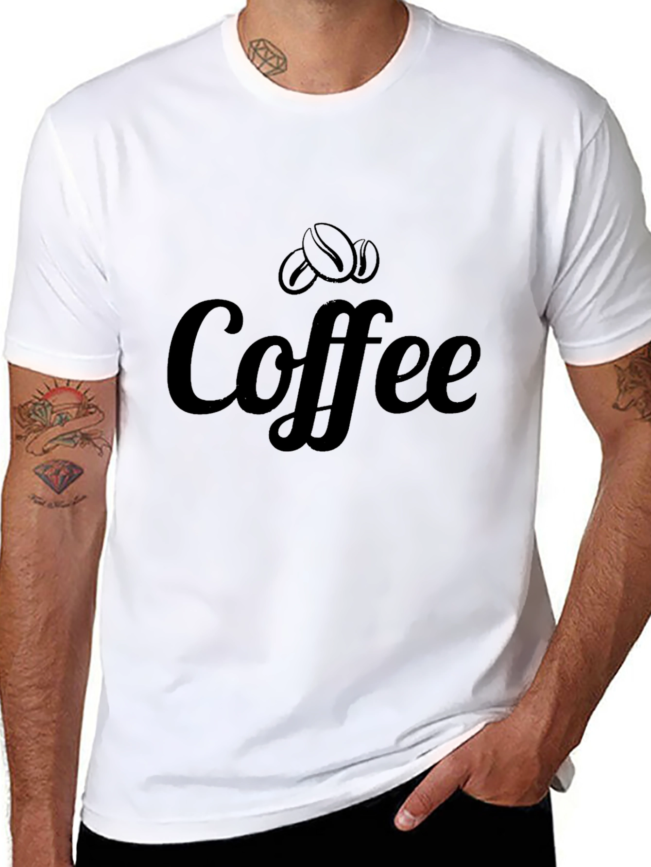 Black Coffee Bean Graphic Tee - Black Cotton T-Shirt view 8