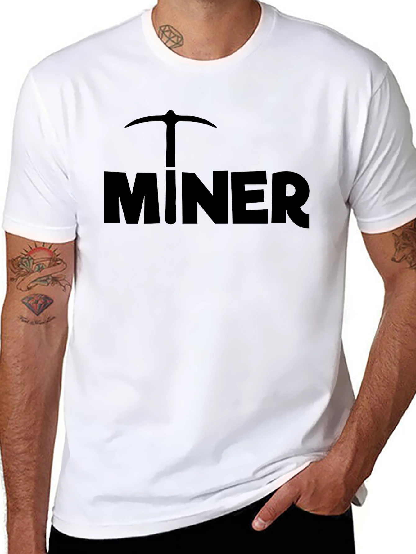 Black Miner T-Shirt - Pickaxe Graphic Tee - Black Cotton Blend view 8