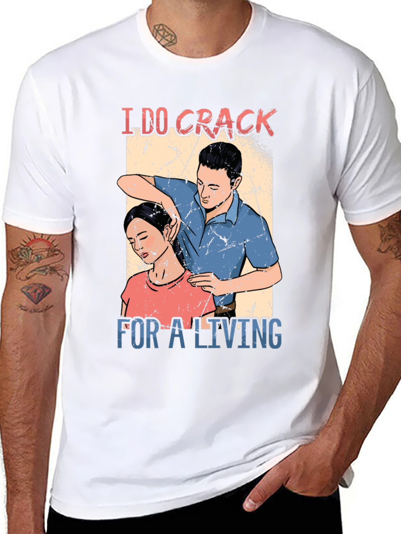 Black Chiropractor 'I DO CRACK' Black T-Shirt view 8
