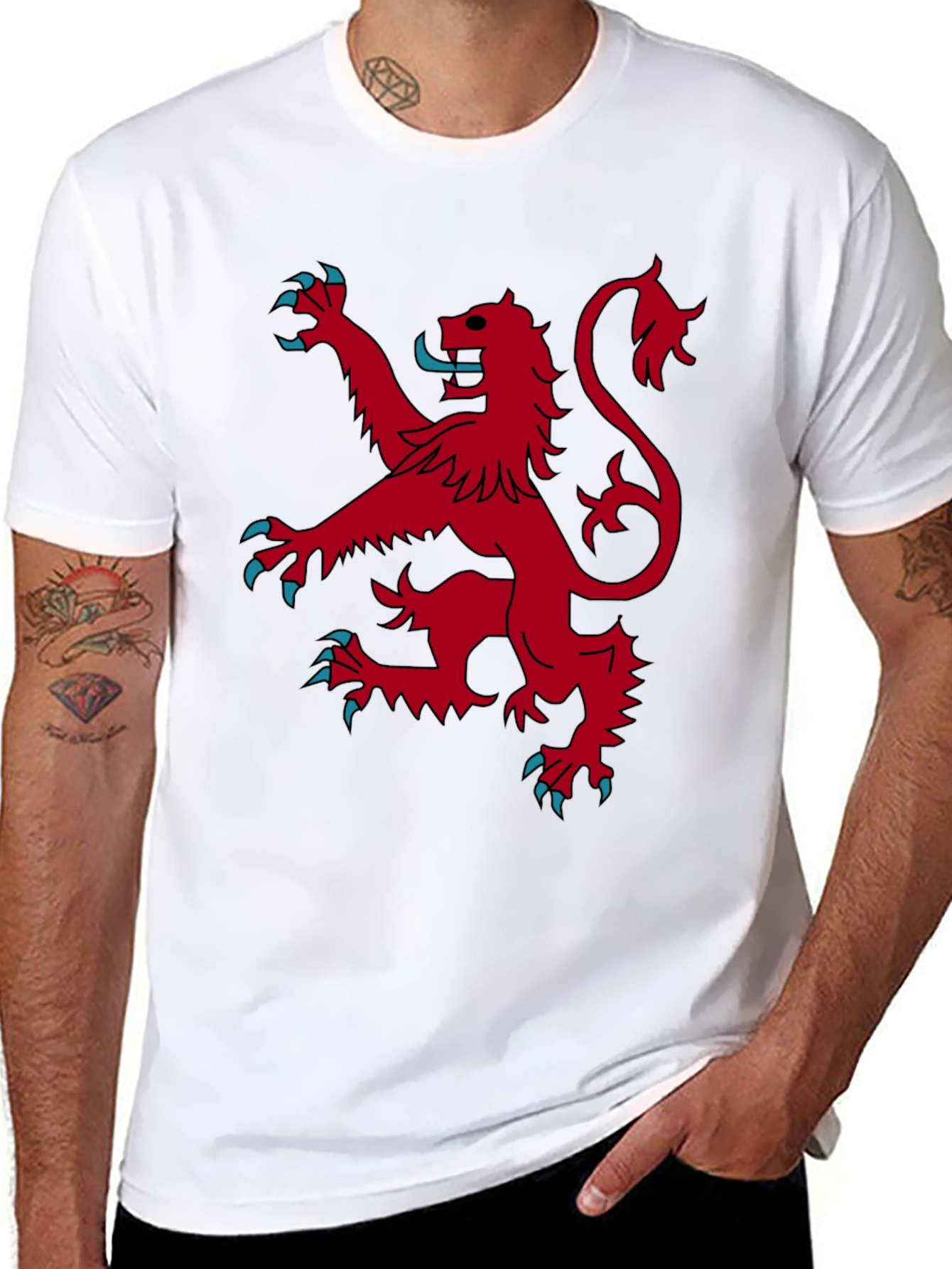 Black Red Lion Rampant Graphic Black T-Shirt view 8