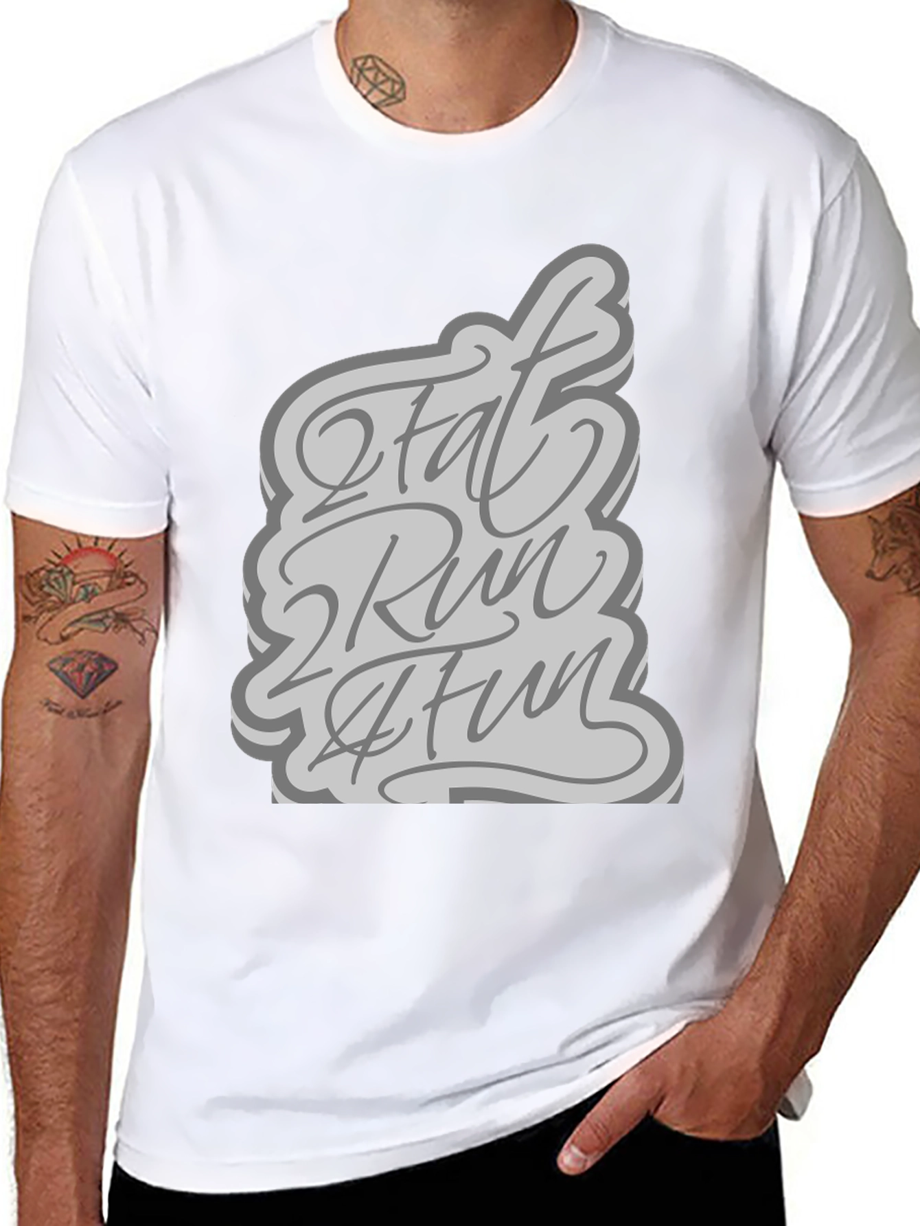 Black 2 Fat 2 Run 4 Fun Graphic Tee - Black view 8