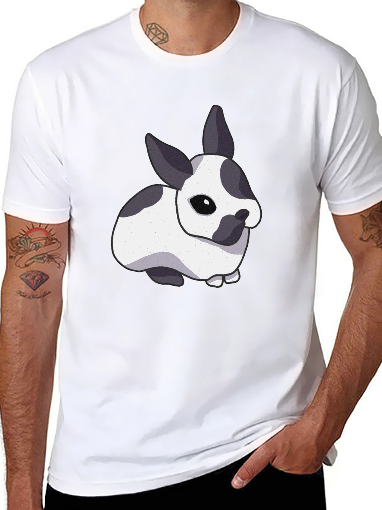 Black Cute Bunny Graphic T-Shirt - Black view 8