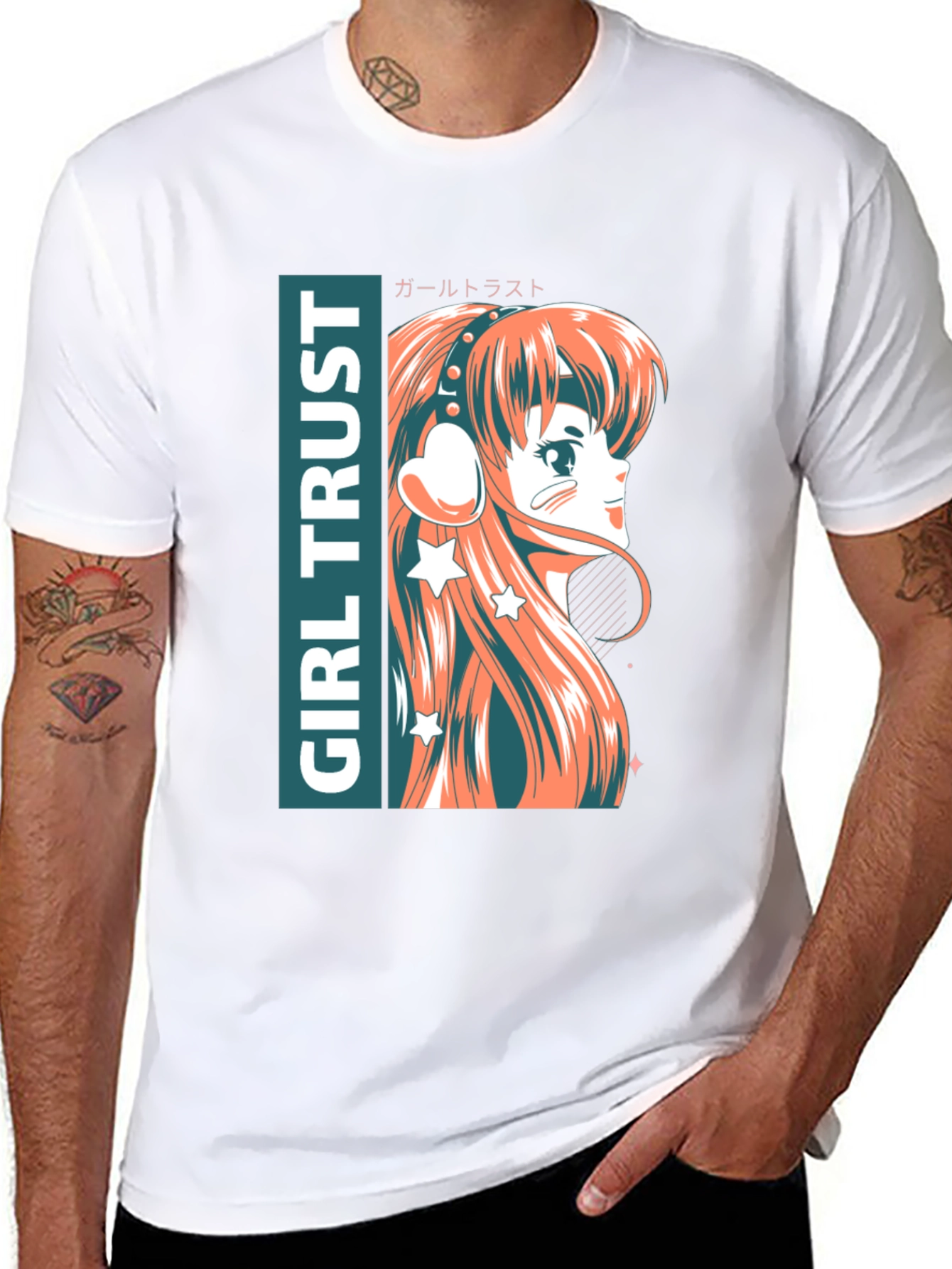 Black Anime Girl Trust Graphic Tee - Stylish Unisex T-Shirt view 8