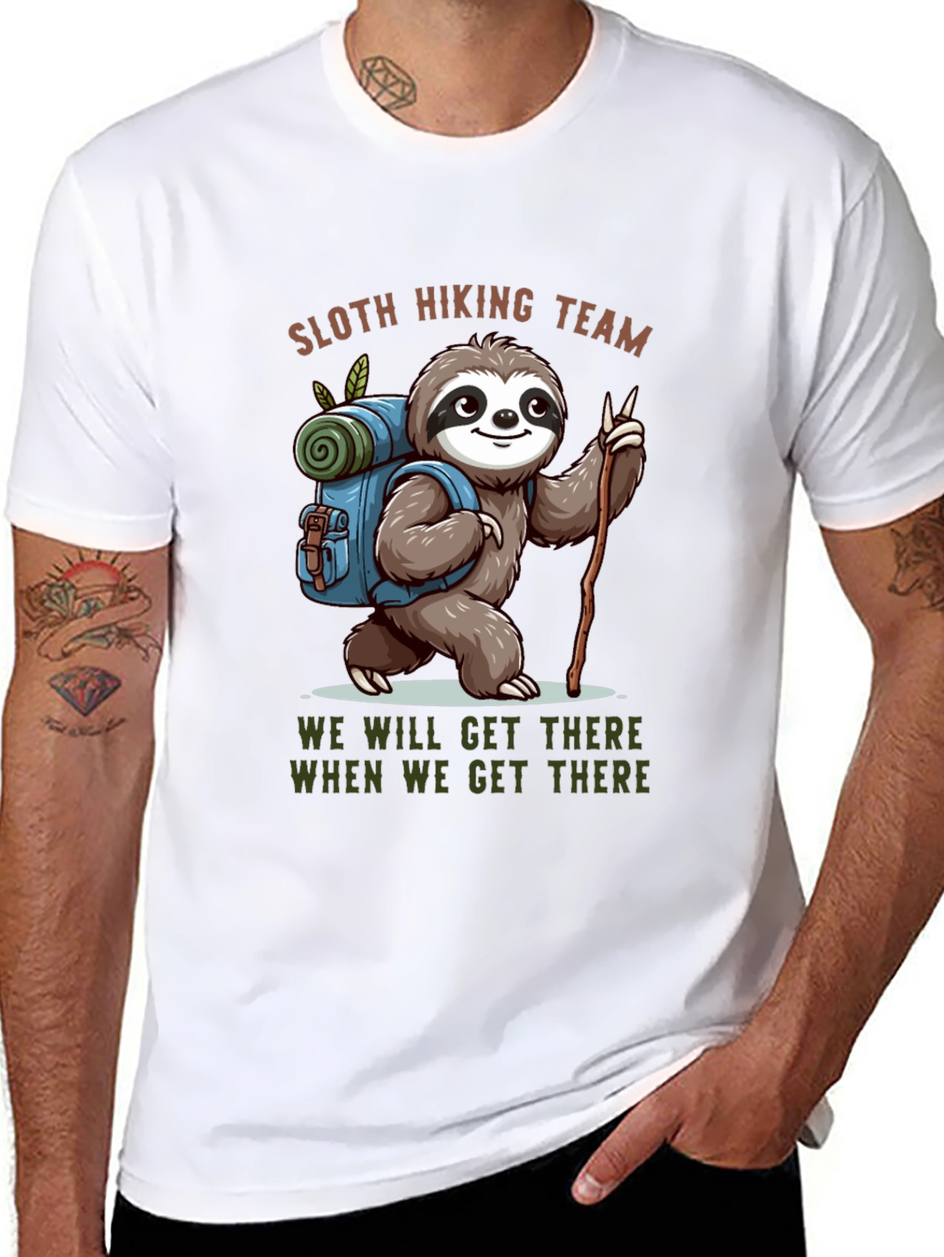 Black Sloth Hiking Team Black T-Shirt view 8