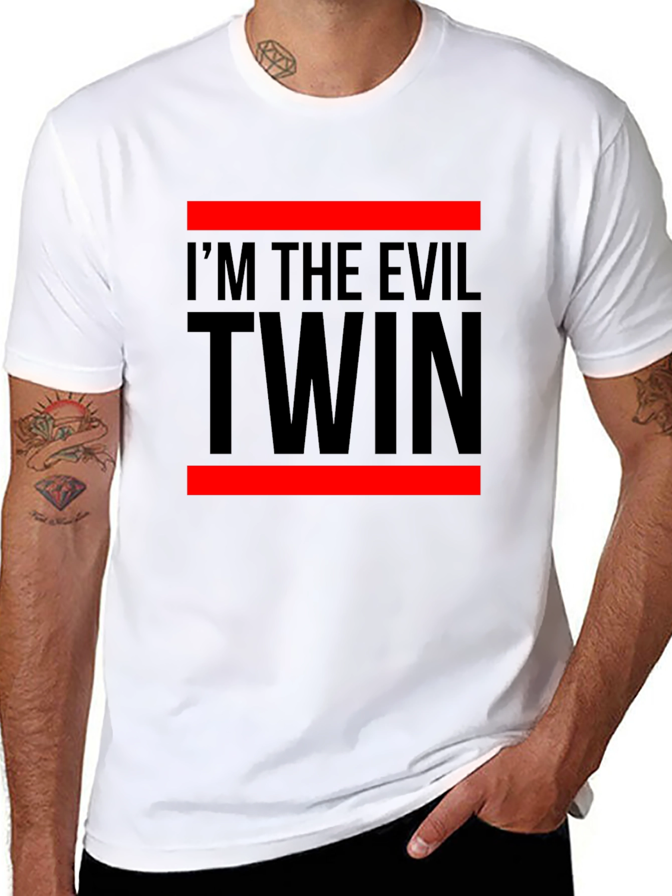 Black I'm the Evil Twin Black Graphic Tee view 8
