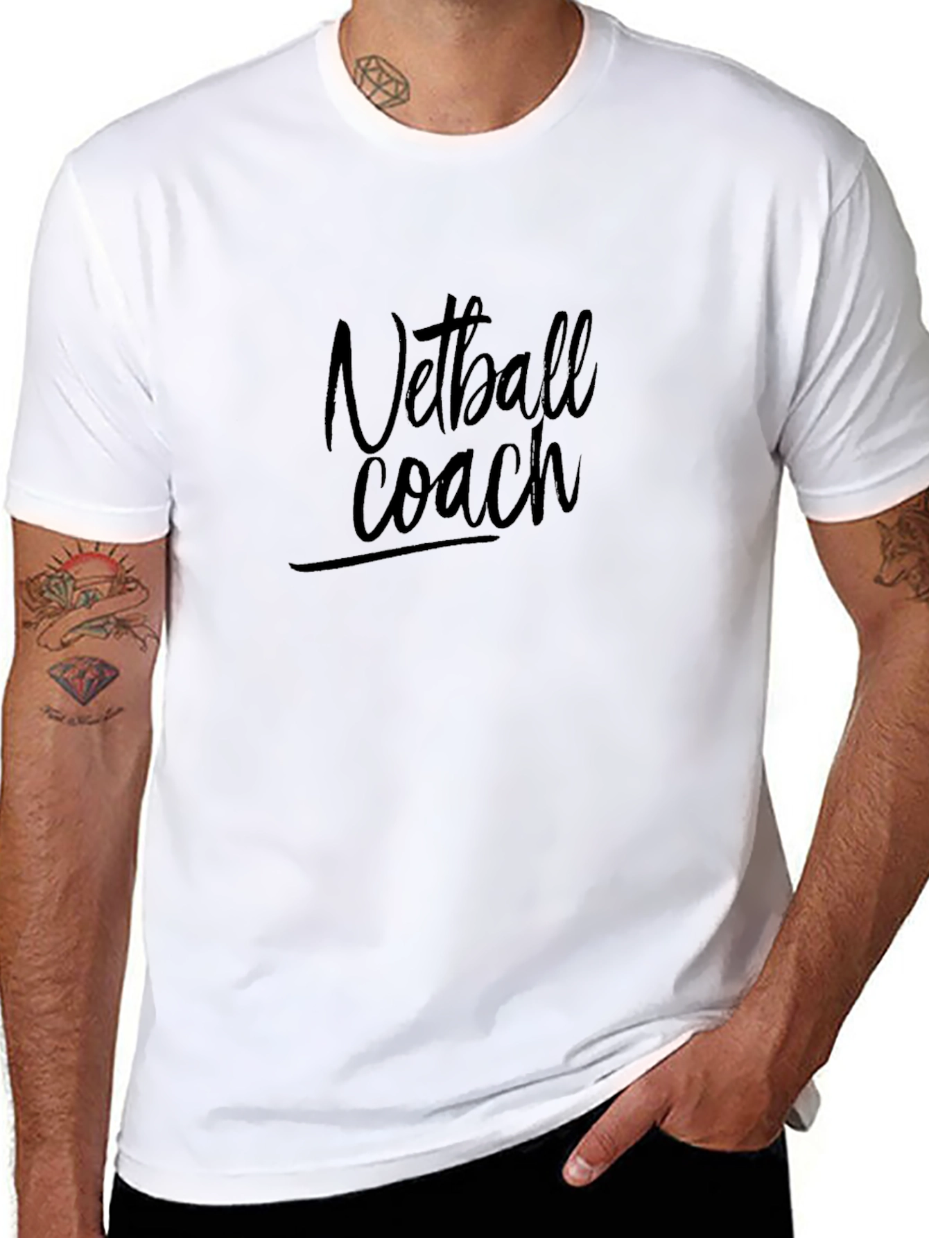 Black Netball Coach Black T-Shirt view 8