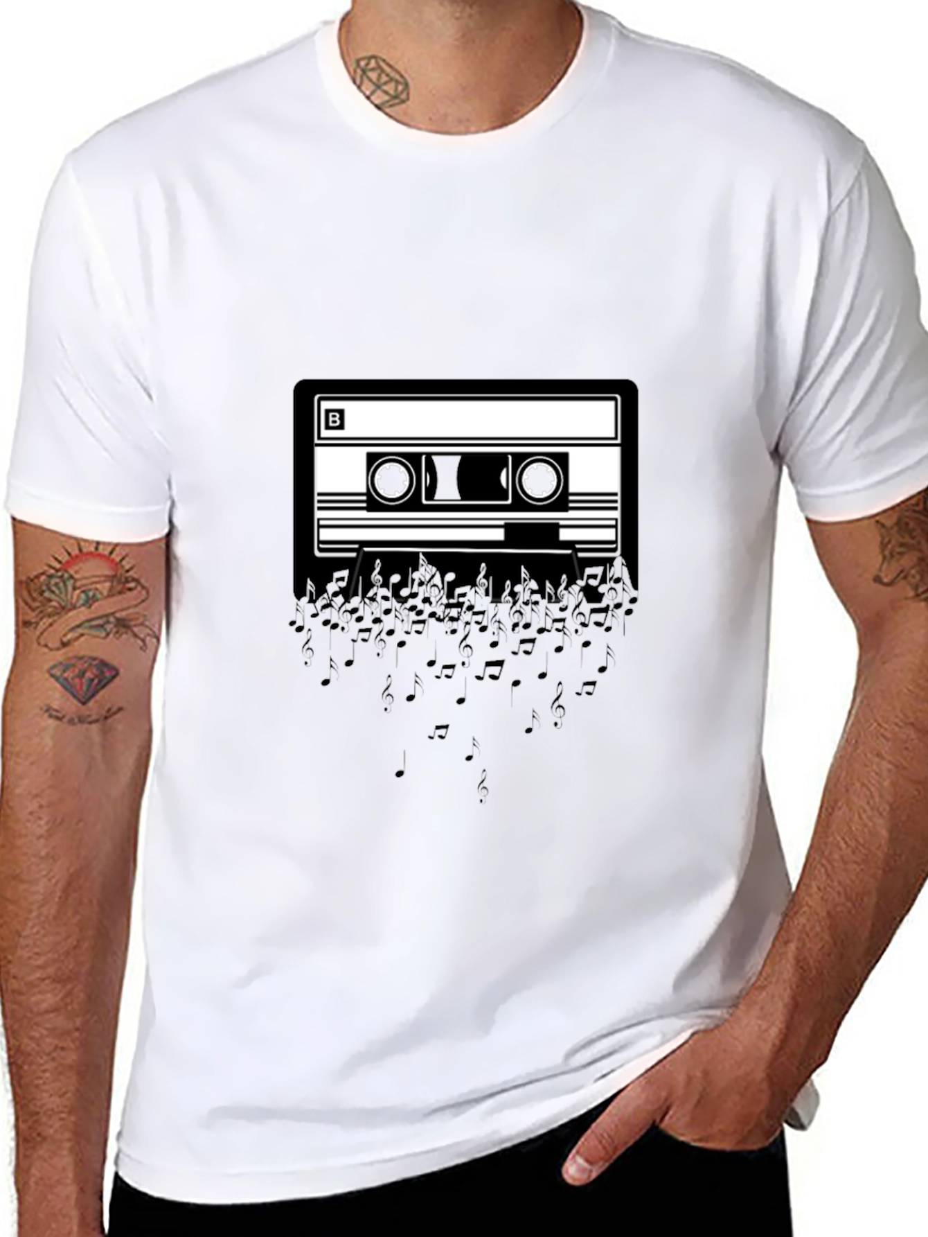 Black Retro Cassette Music T-Shirt - Black view 8
