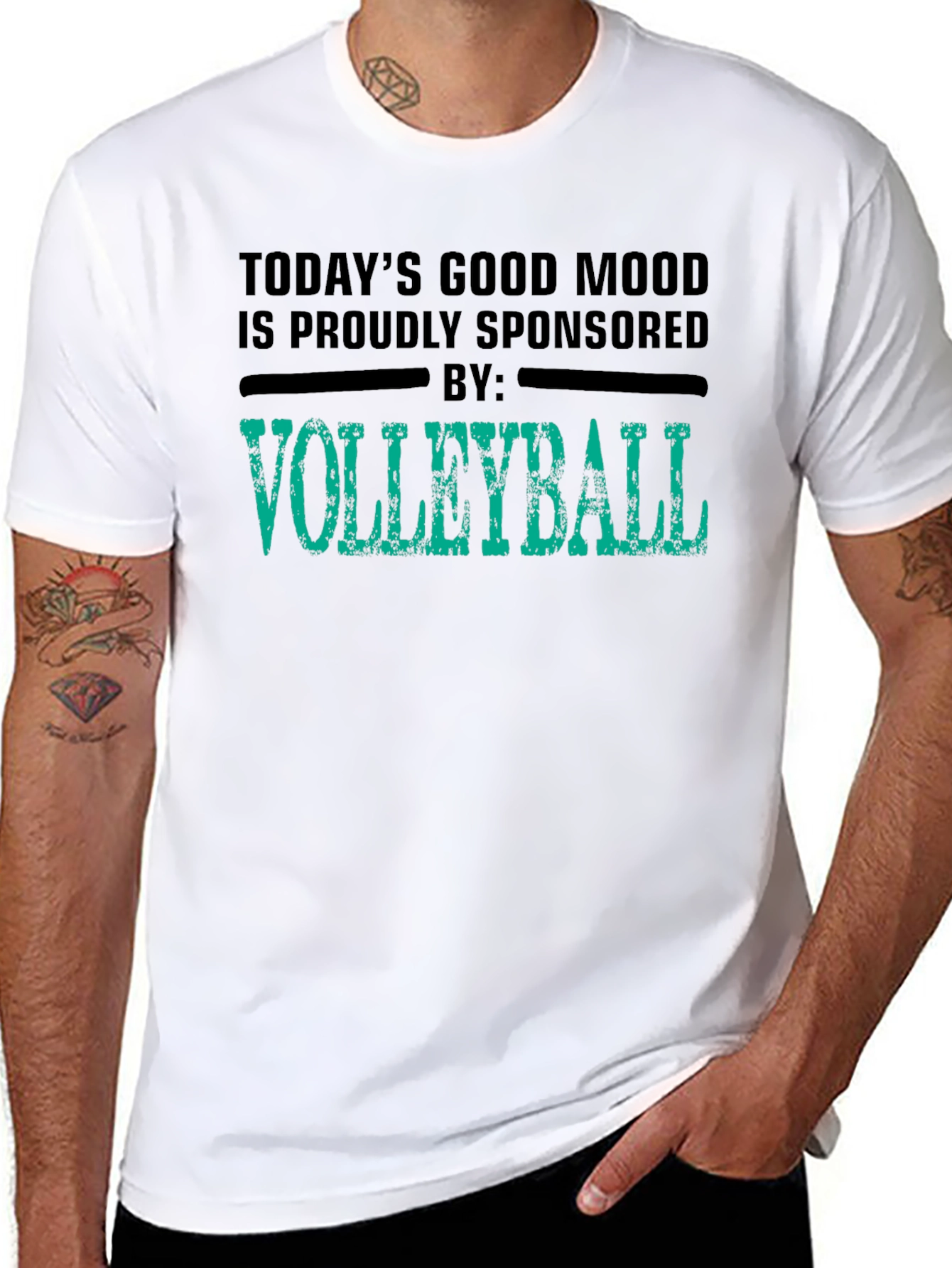 Black Volleyball Sponsored T-Shirt - Today's Good Mood view 8