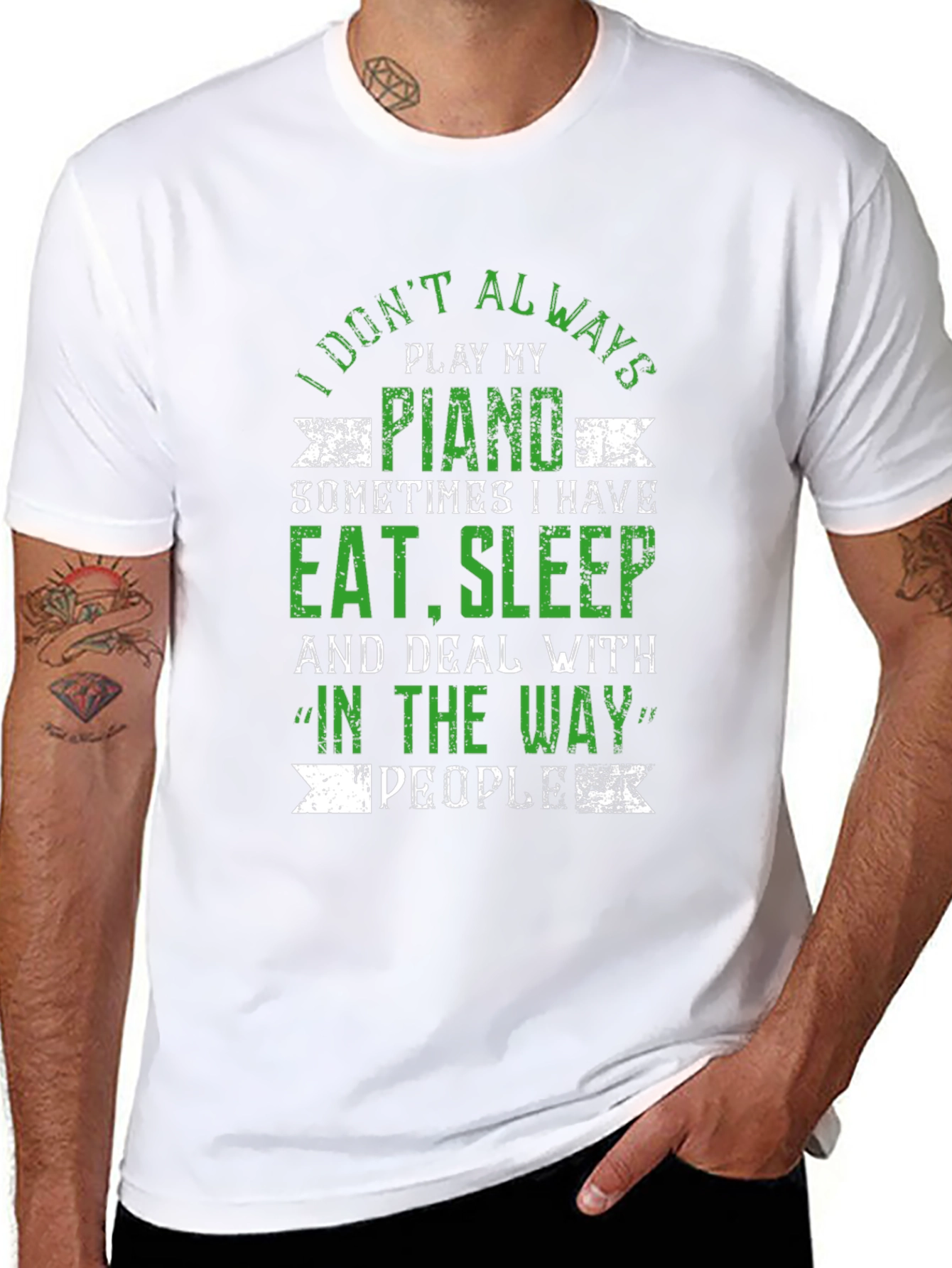 Black Funny Piano Player T-Shirt - Eat, Sleep, Deal With People view 8