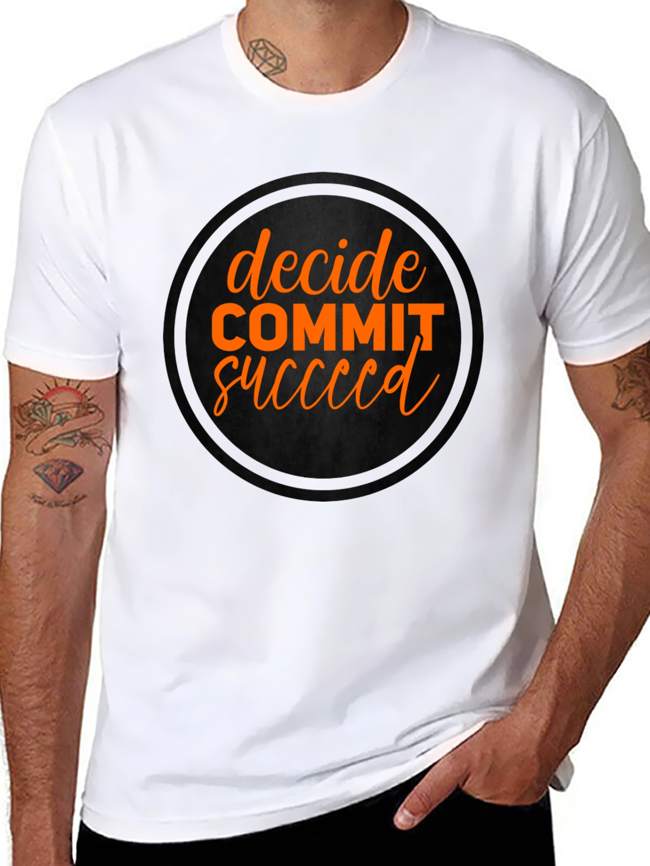 Black Decide Commit Succeed Black Graphic T-Shirt view 8