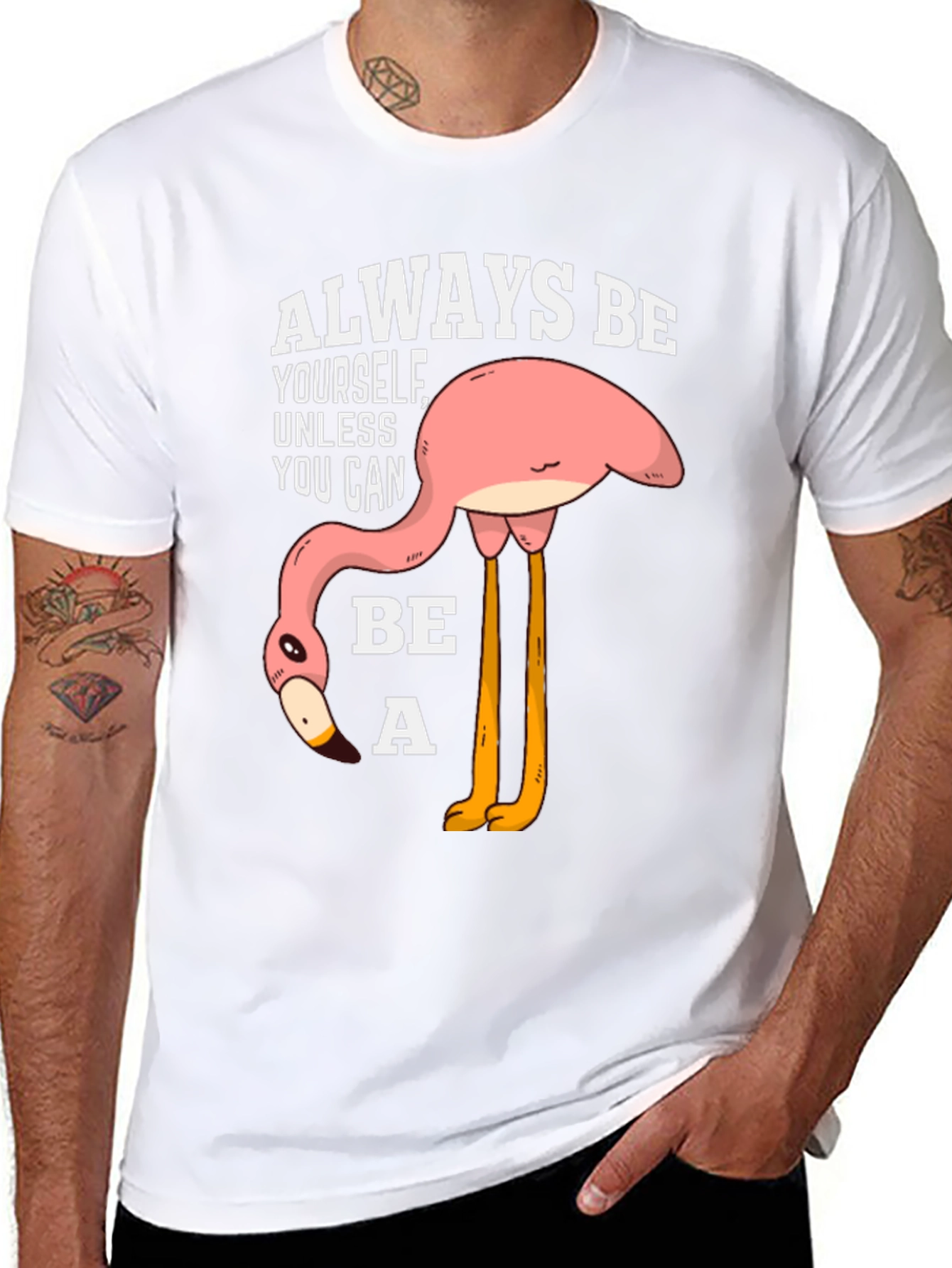 Black Funny Flamingo T-Shirt: Always Be Yourself view 8