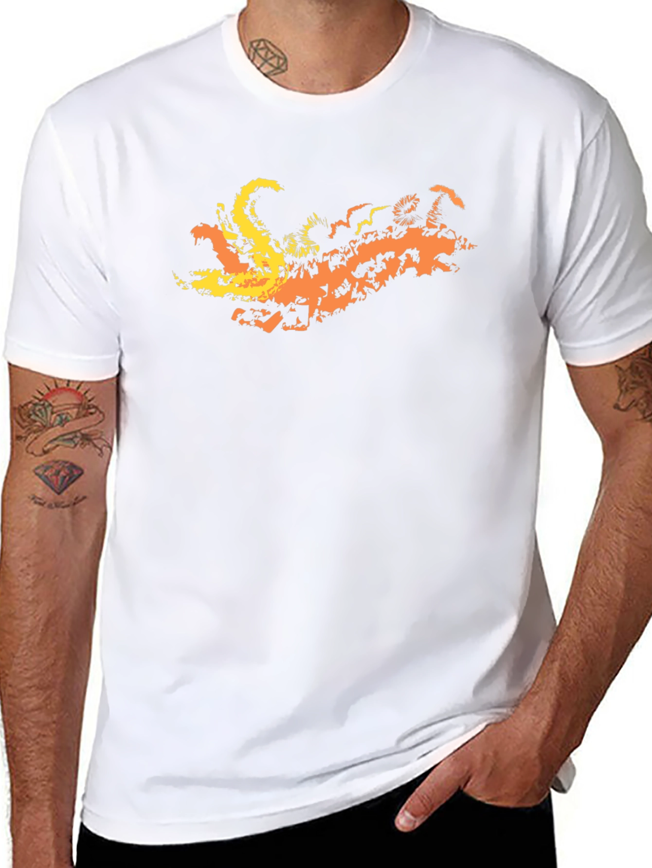 Fiery Dragon Graphic Tee - Black Cotton Blend T-Shirt - 8