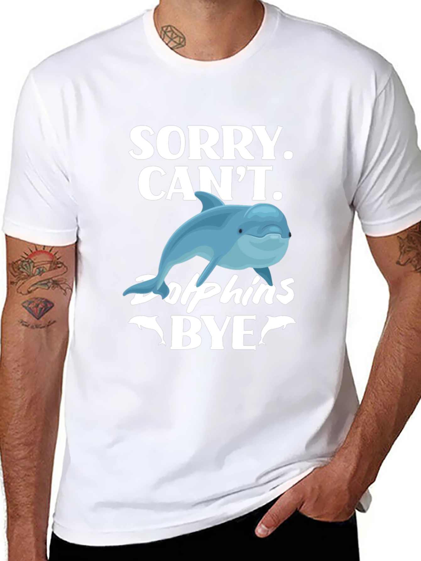 Black Sorry, Can't, Dolphins Bye Graphic T-Shirt view 8