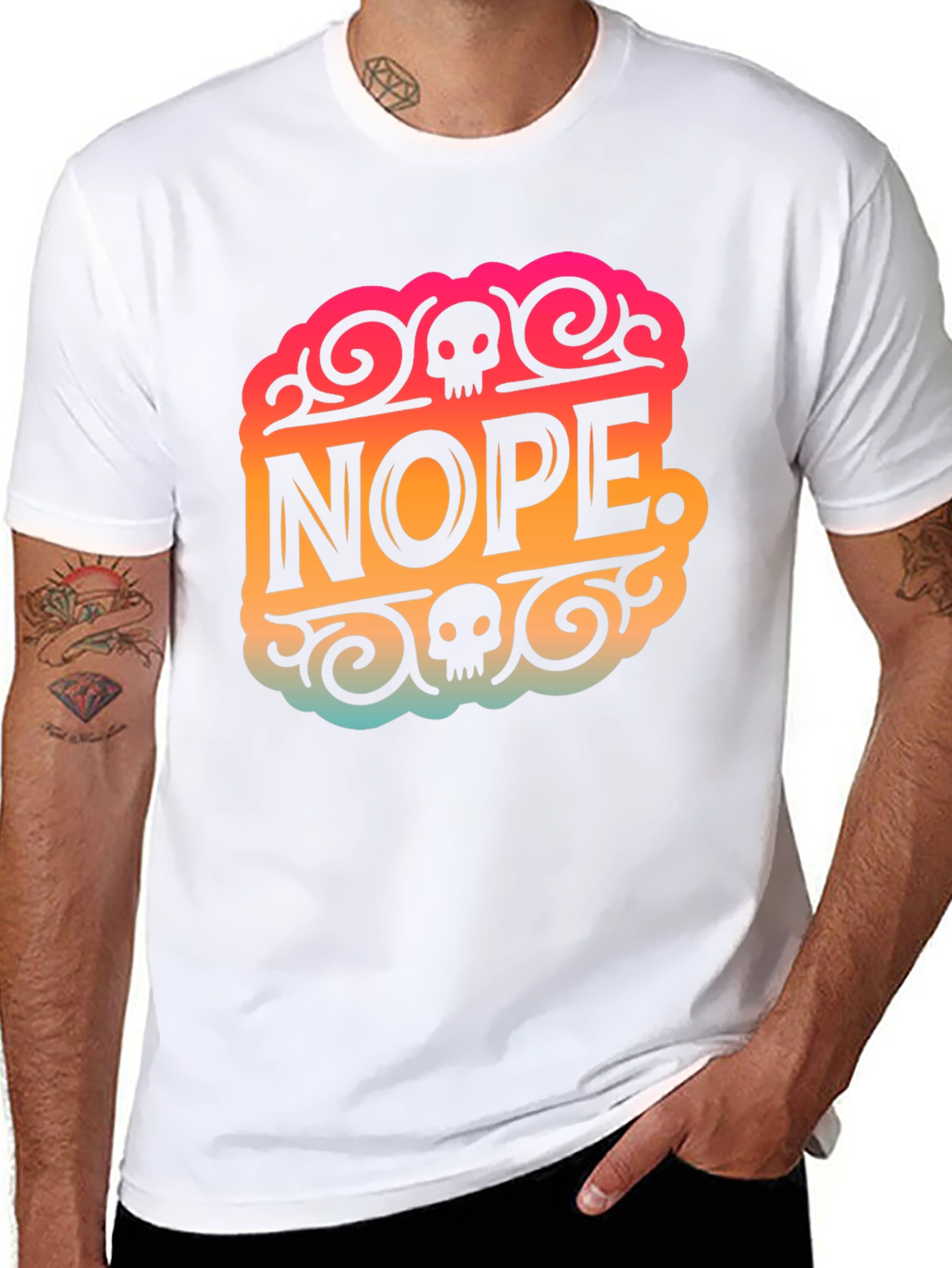 Black Nope Skull Graphic T-Shirt view 8
