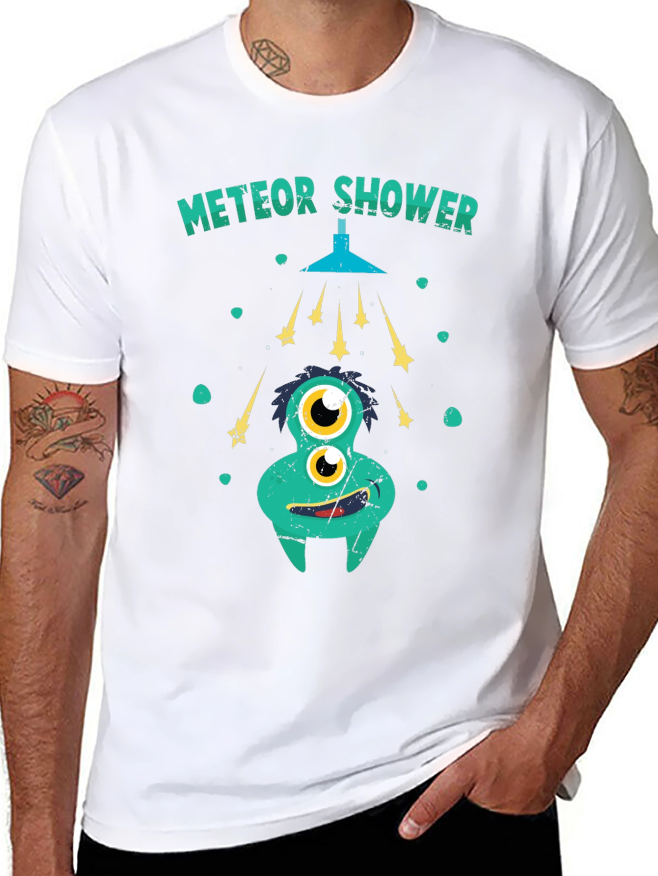 Black Meteor Shower Funny Graphic Tee view 8