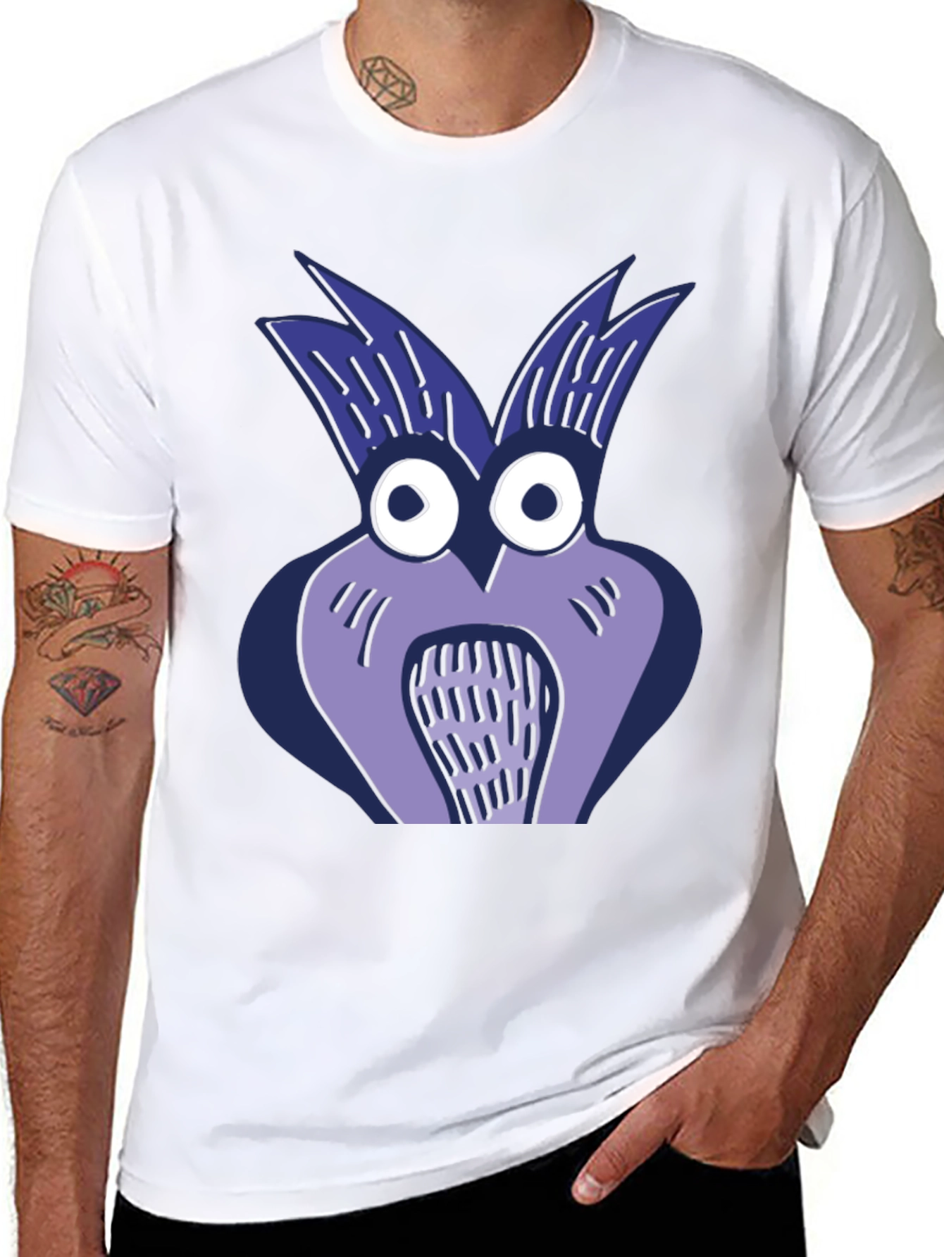 Black Whimsical Owl Graphic Tee - Unique Cartoon Design view 8