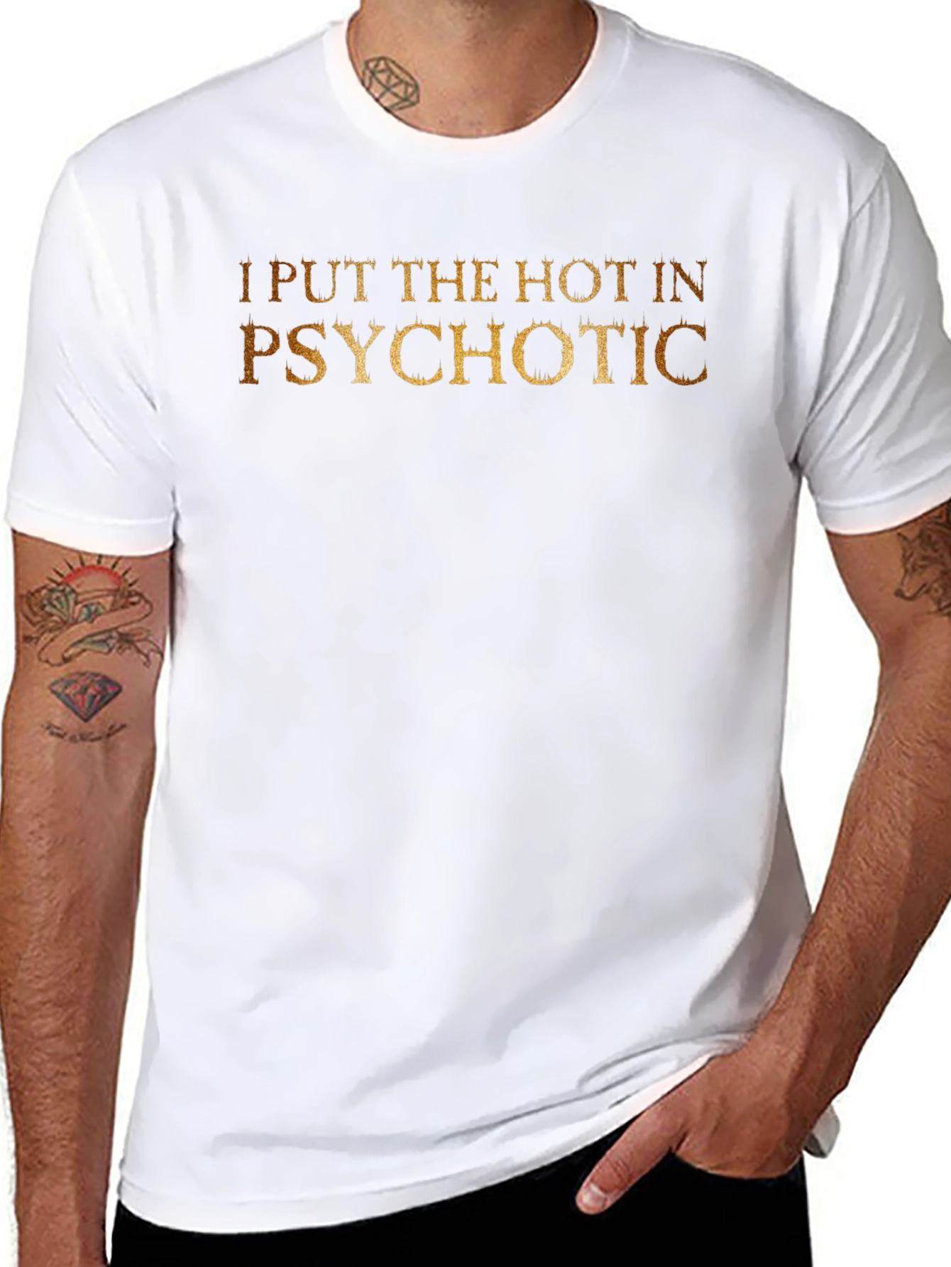 Black I Put The Hot In Psychotic - Novelty T-Shirt view 8
