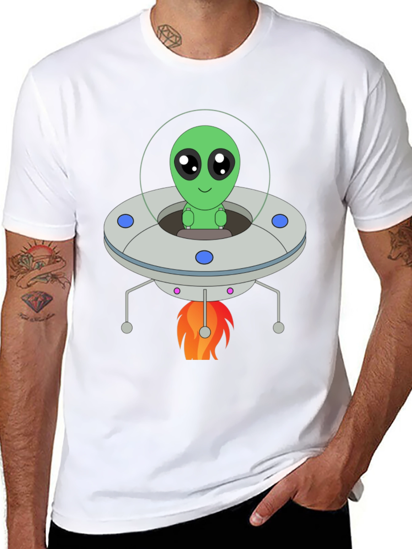 Black Alien UFO T-Shirt - Black Graphic Tee view 8