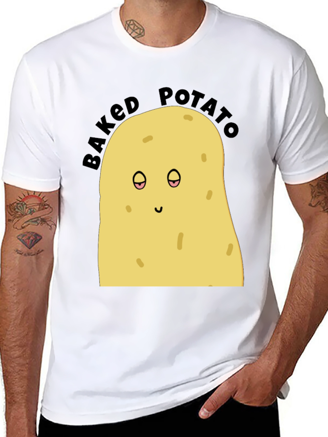 Black Baked Potato Graphic Tee - Funny Food Shirt view 8