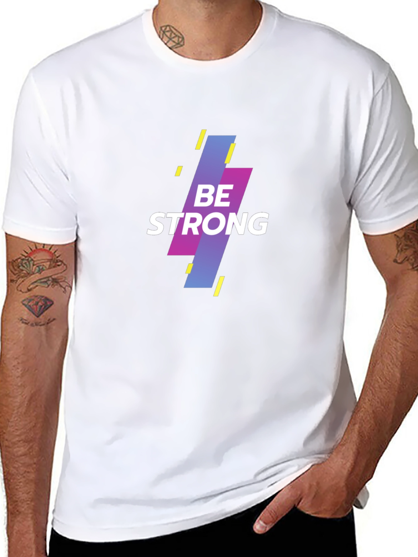 Black Be Strong Graphic Print Black T-Shirt view 8