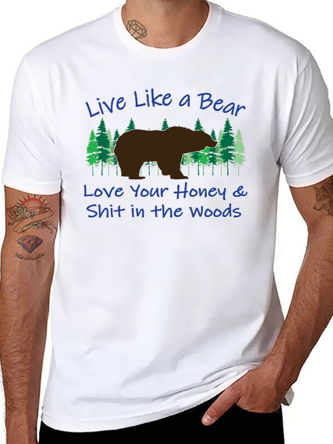 Black Live Like a Bear Graphic Tee - Black Unisex T-Shirt view 8