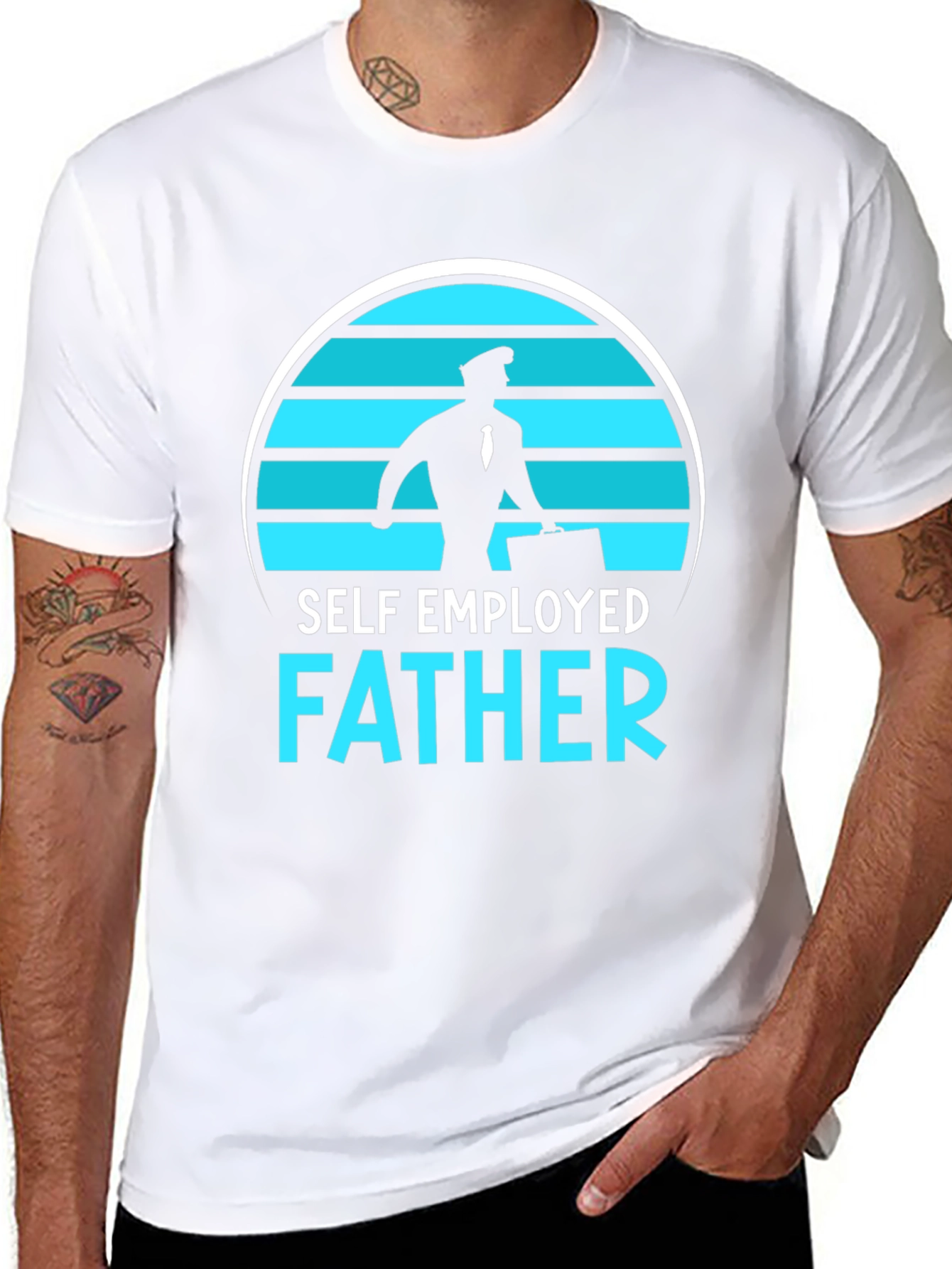 Black Self Employed Father Graphic T-Shirt view 8