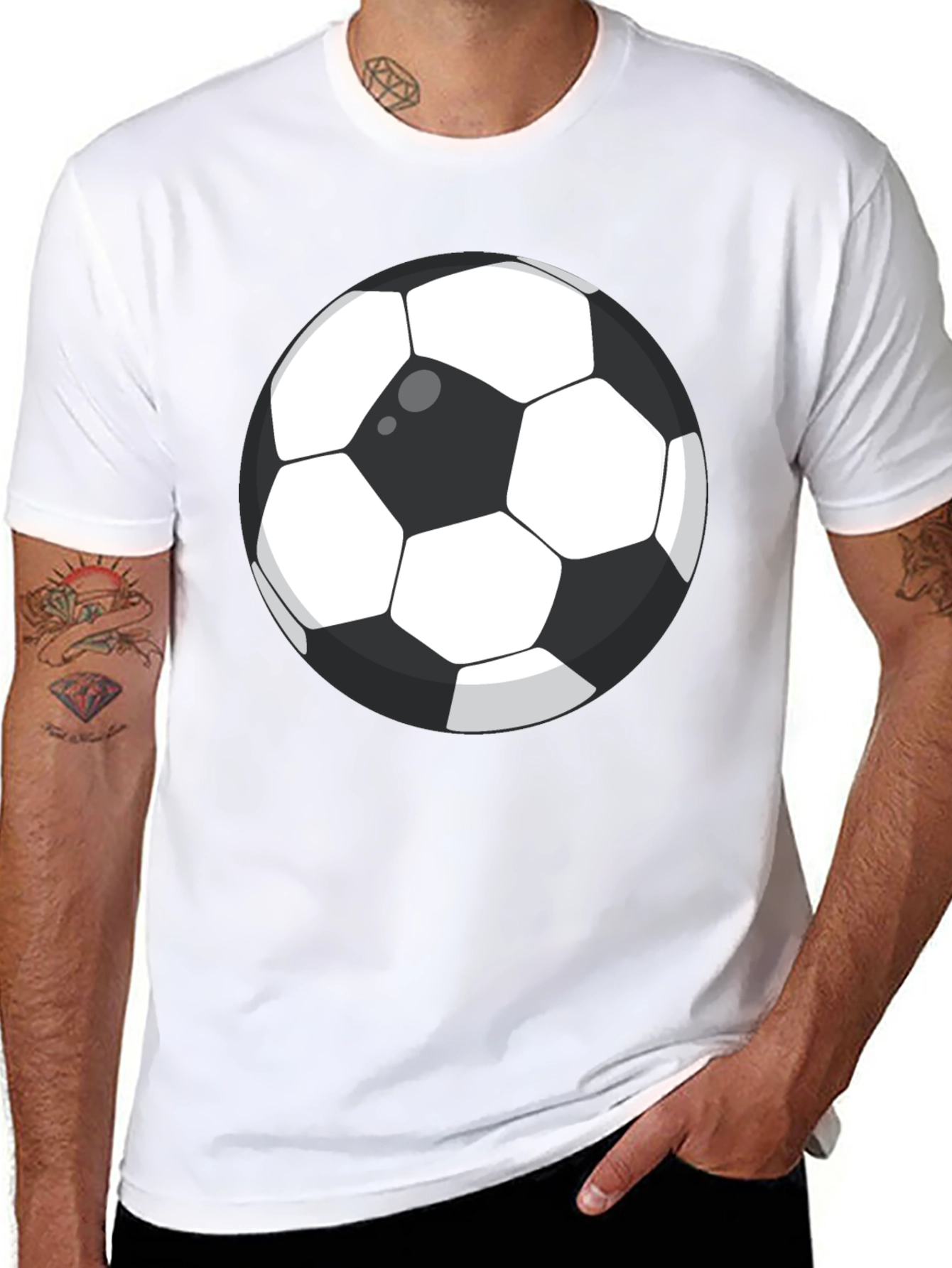 Black Soccer Ball Graphic T-Shirt - Casual Cotton Tee view 8