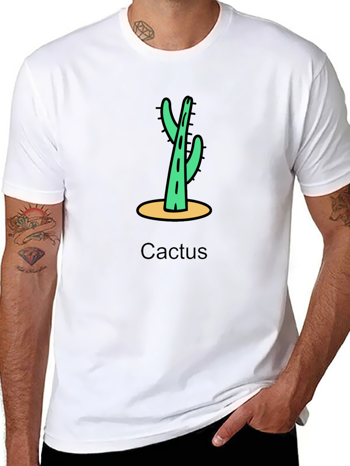 Black Cactus Graphic Tee - Casual Desert Style view 8