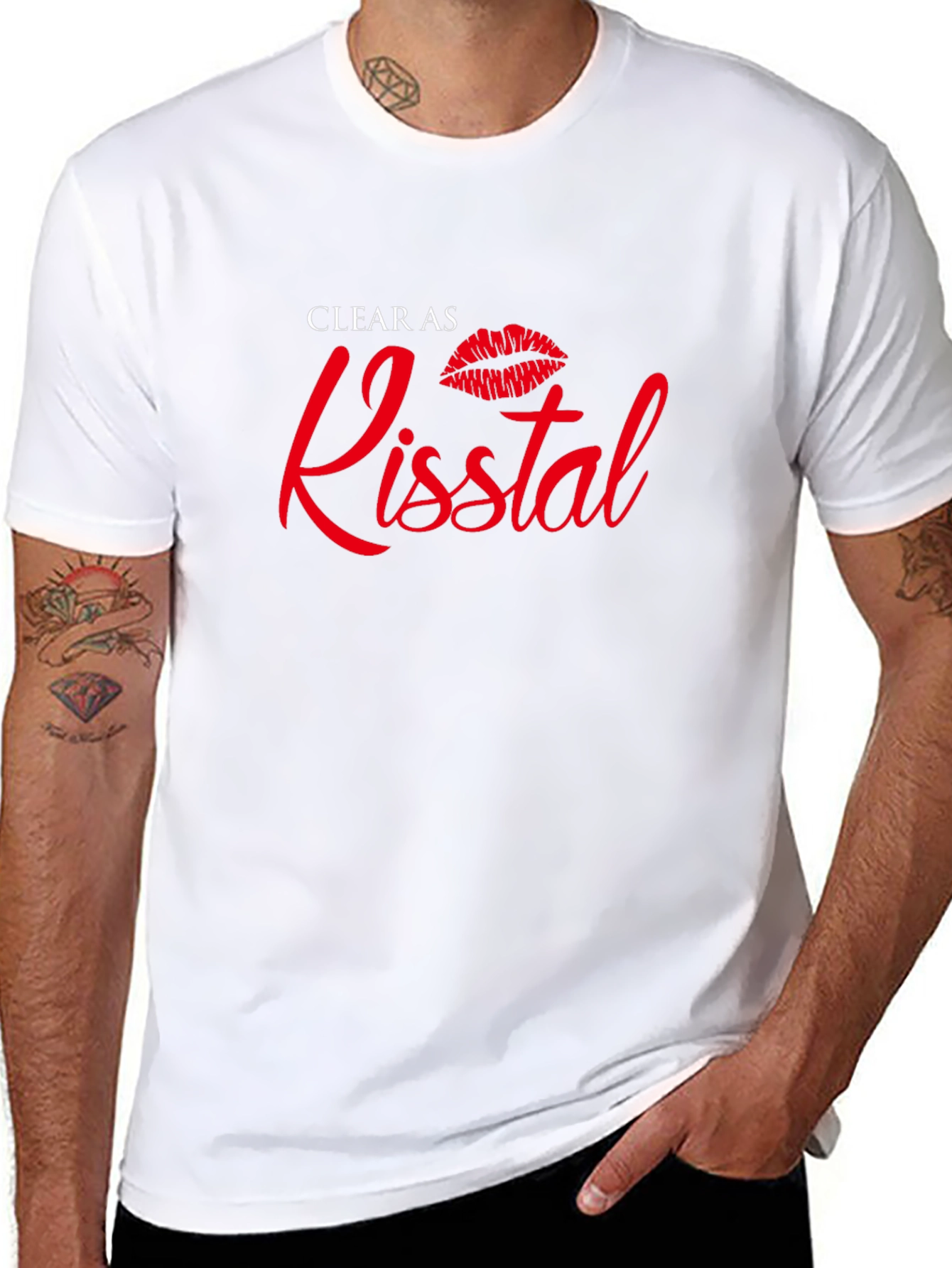 Black Clear as Kisstal Funny Lip Print Graphic Tee view 8
