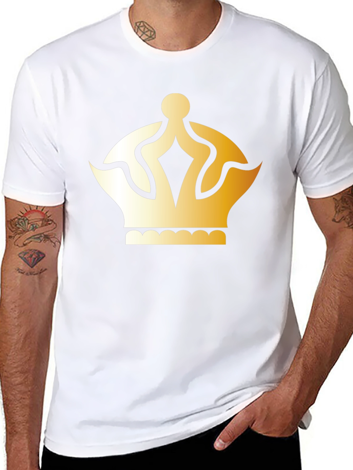 Black Gold Crown Graphic T-Shirt - Classic Style view 8