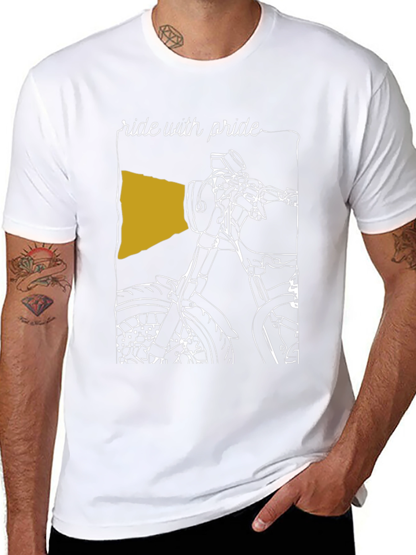 Black Ride with Pride T-Shirt - Motorcycle Design view 8