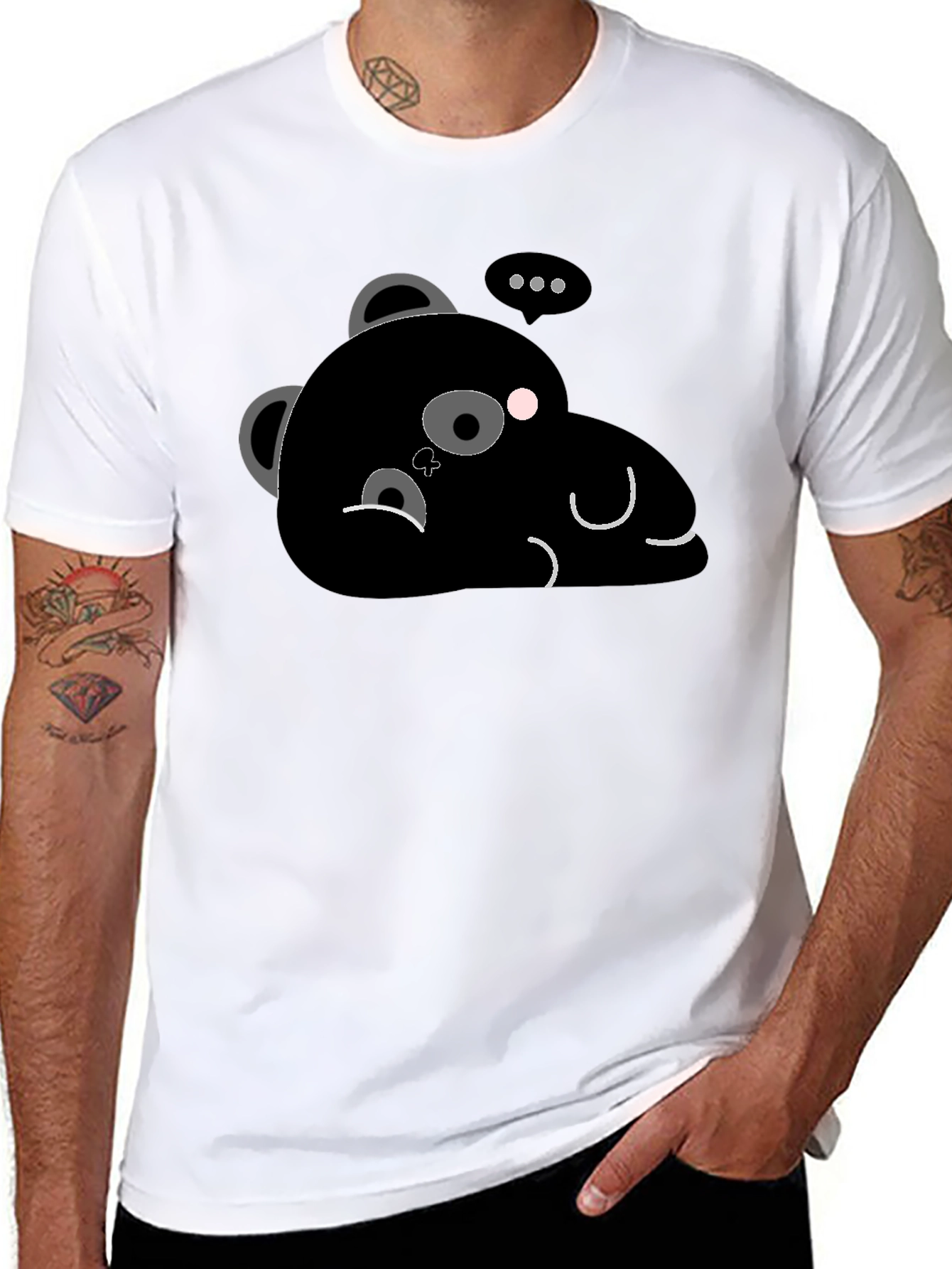 Black Cute Sloth Bear Graphic T-Shirt view 8