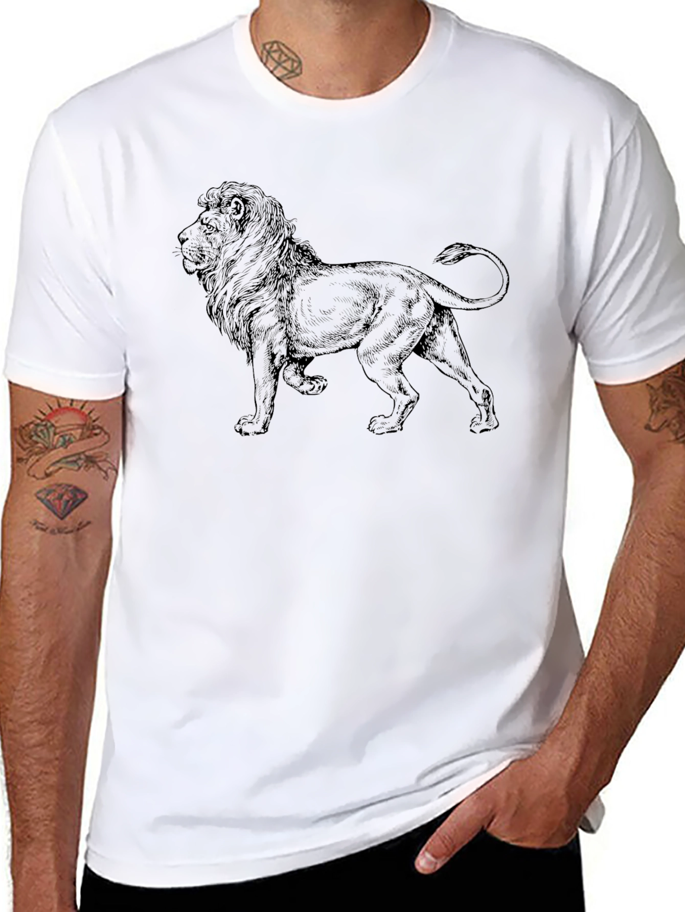 Black Lion Graphic Black T-Shirt for Men view 8
