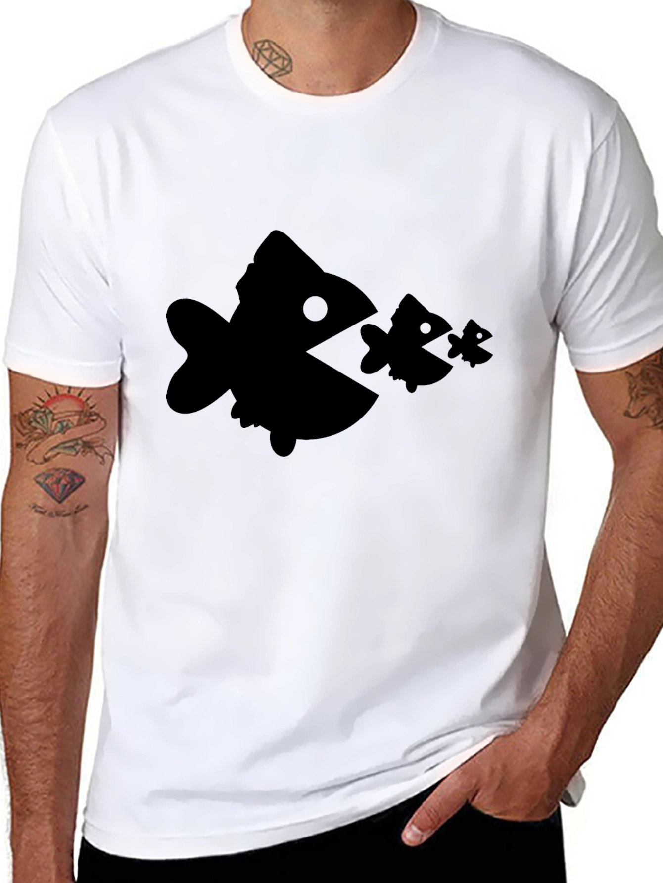 Fish Eat Fish Black Graphic Tee - 8