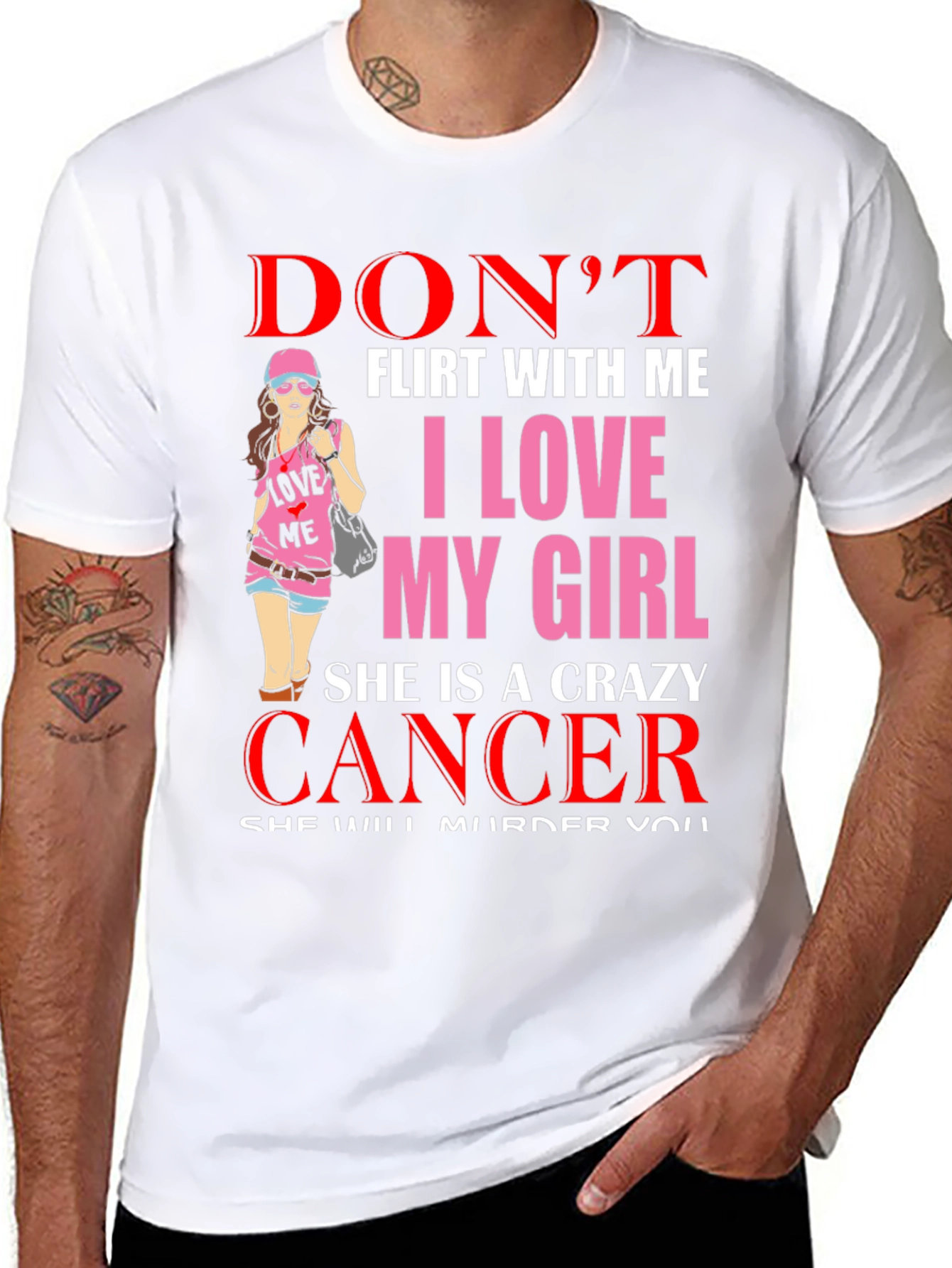 Black Don't Flirt Crazy Cancer Girl T-Shirt view 8