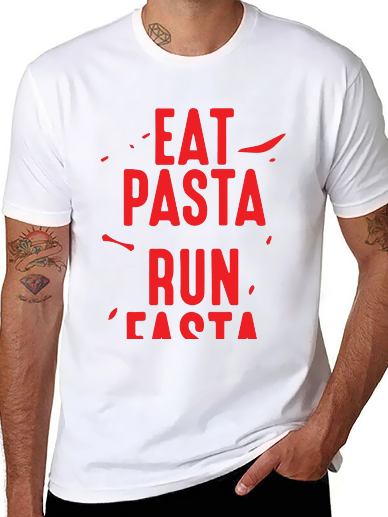 Black Eat Pasta Run Fasta Graphic T-Shirt view 8