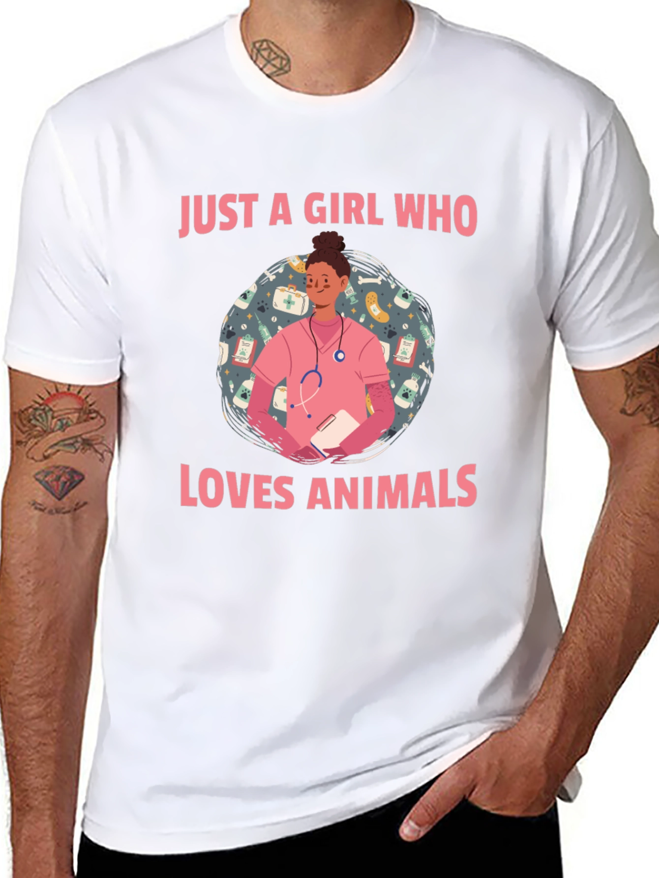 Black Animal Lover Vet Tech T-Shirt - Cute Design view 8