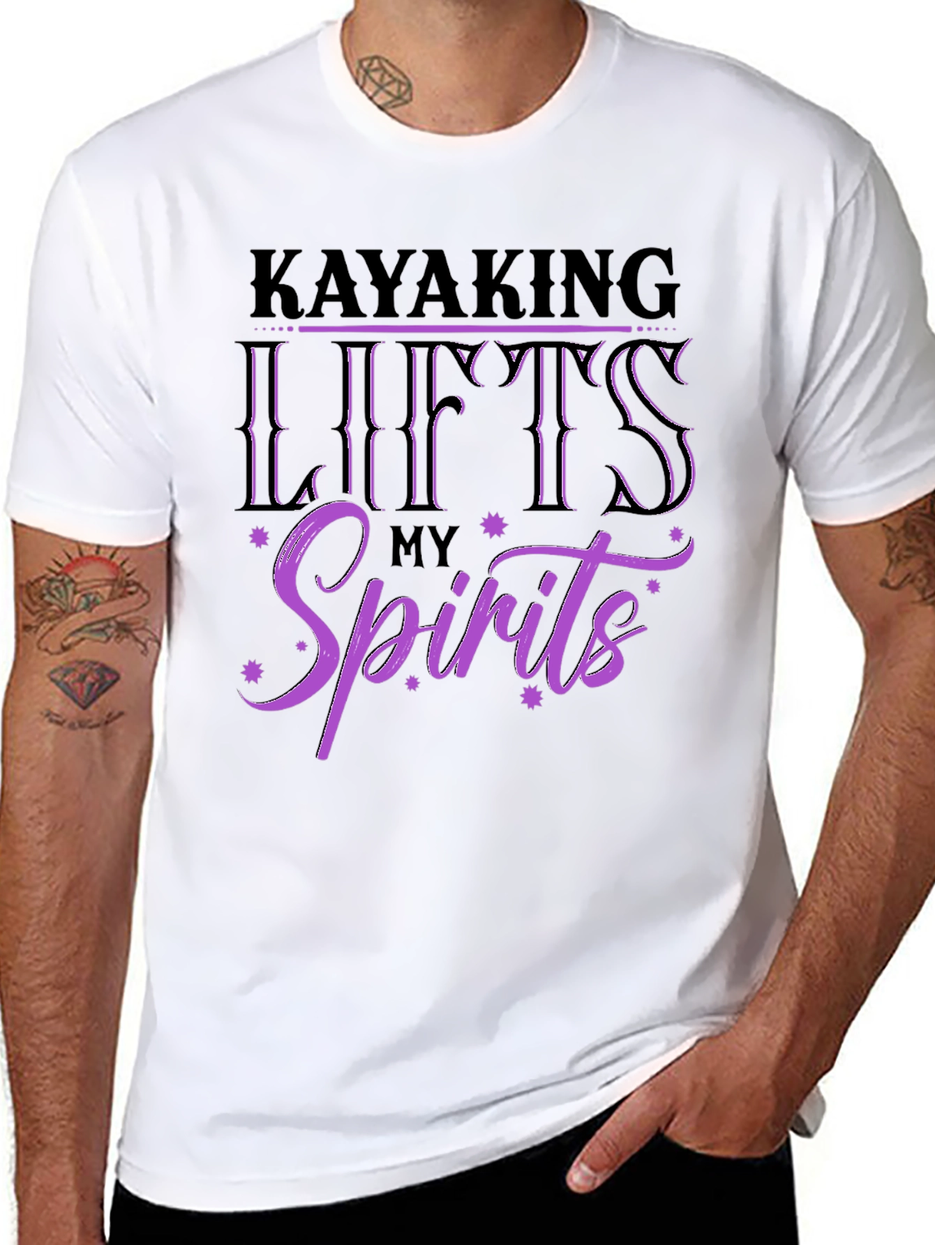 Black Kayaking Lifts My Spirits Graphic Tee view 8