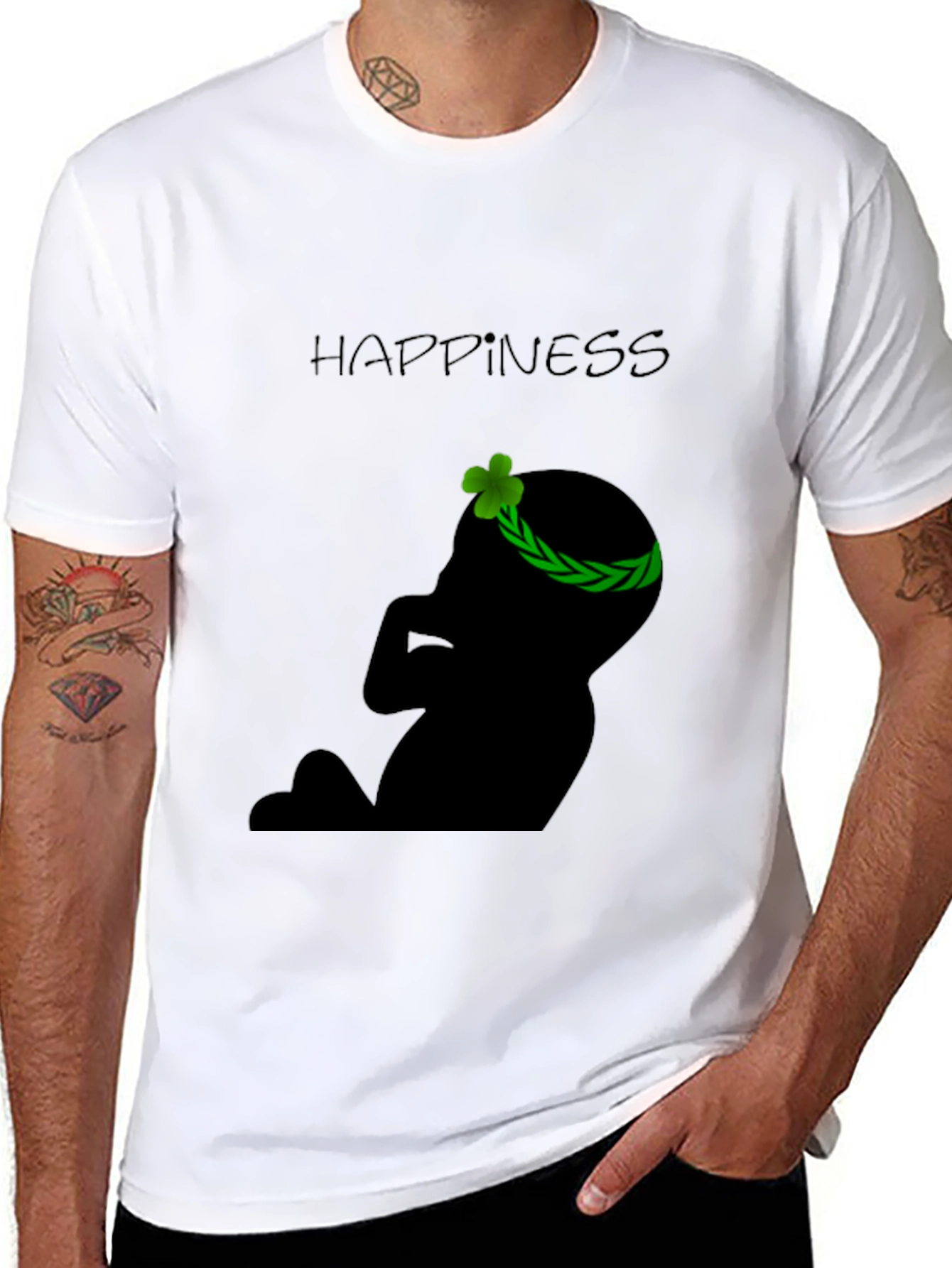 Black Happiness Baby Silhouette Black T-Shirt view 8