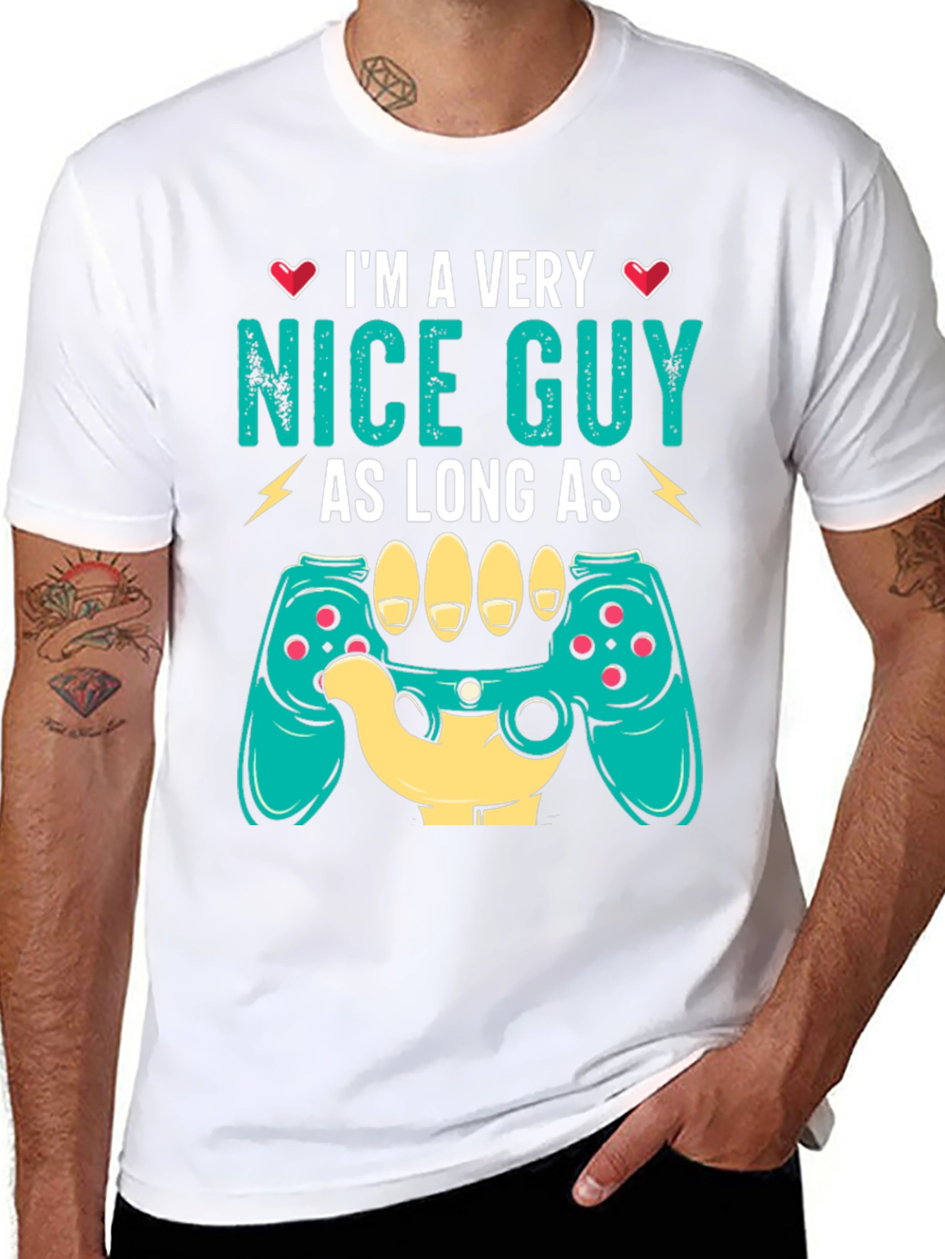Black I'm a Very Nice Guy Gaming Controller T-Shirt view 8