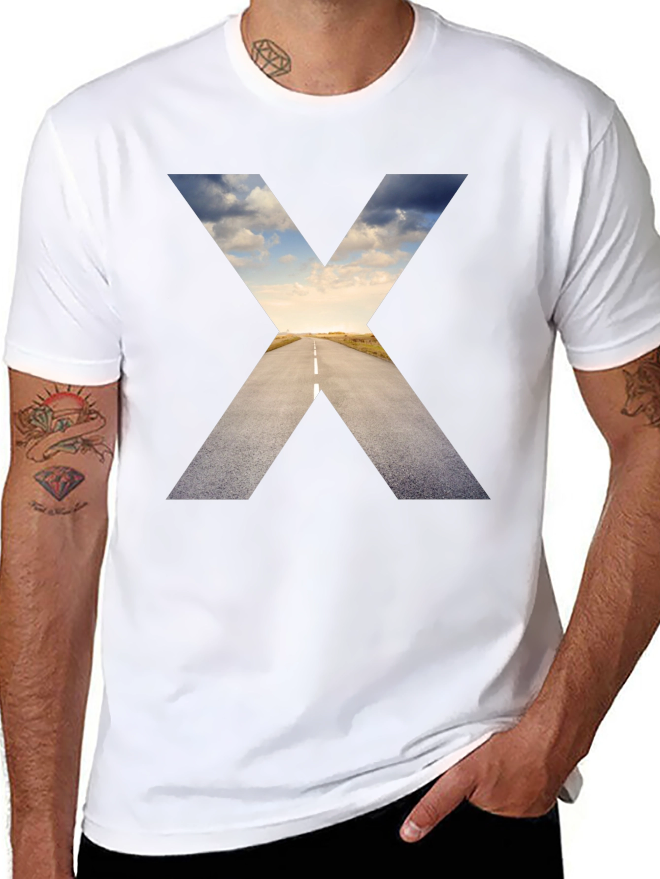 Black Road to Horizon Graphic Tee - Black Cotton Shirt view 8