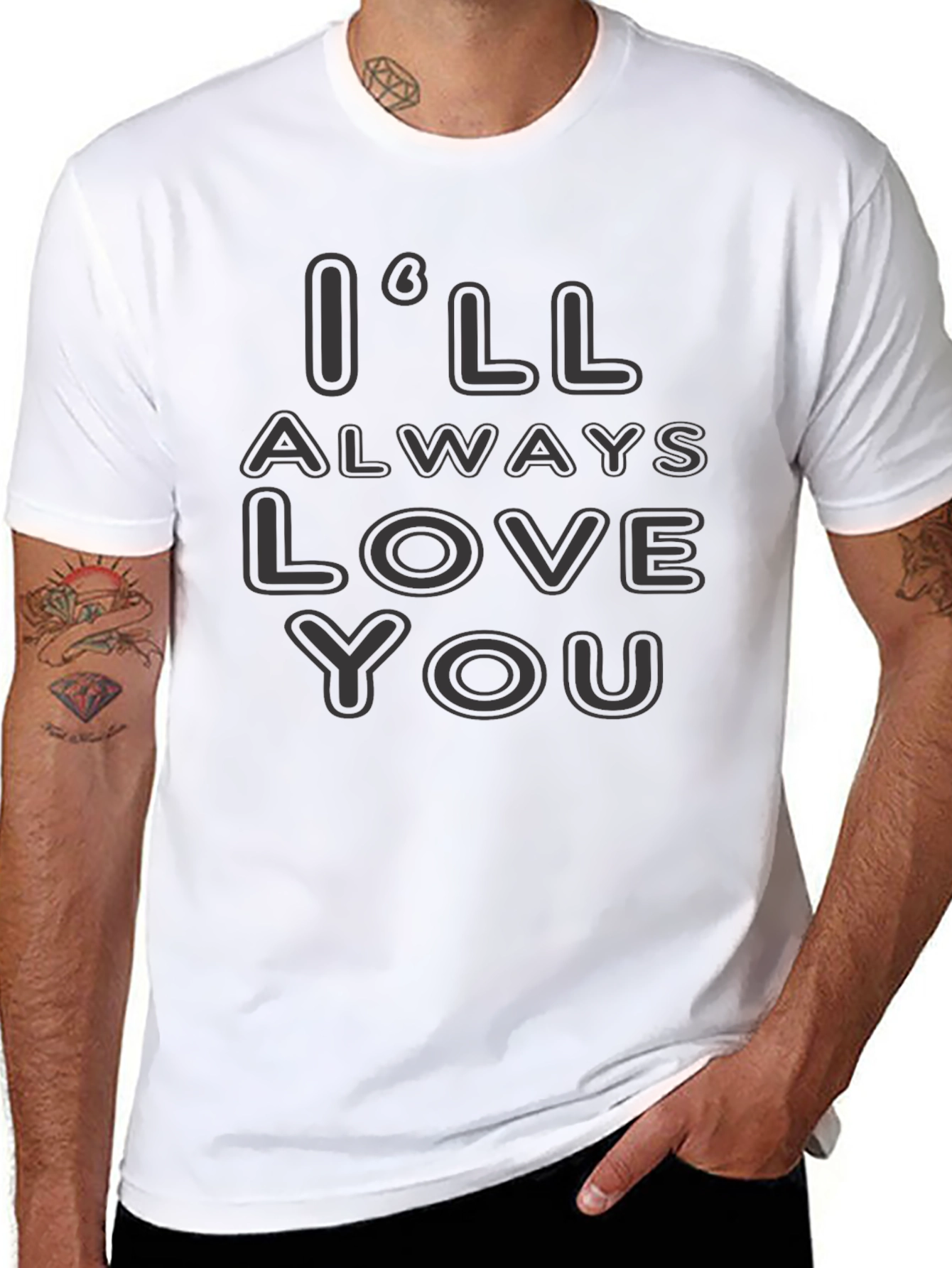 Black I'll Always Love You T-Shirt Black Casual Style view 8