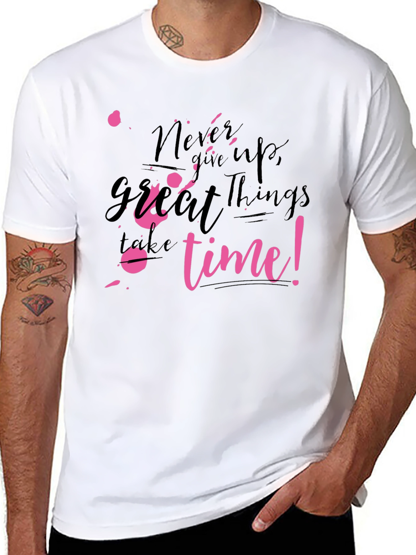 Black Never Give Up Graphic Tee - Motivational T-Shirt view 8